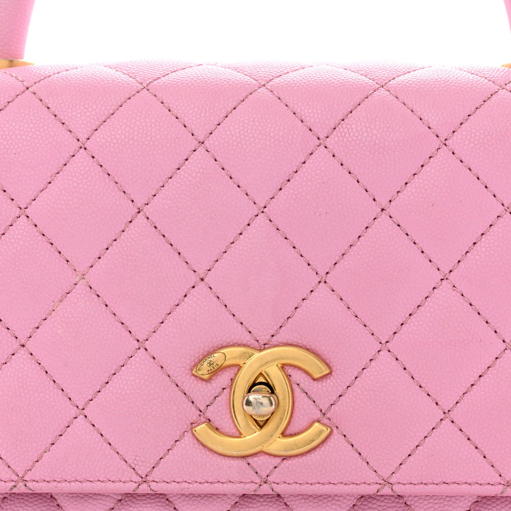Caviar Quilted Small Coco Chain Handle Flap Lilac