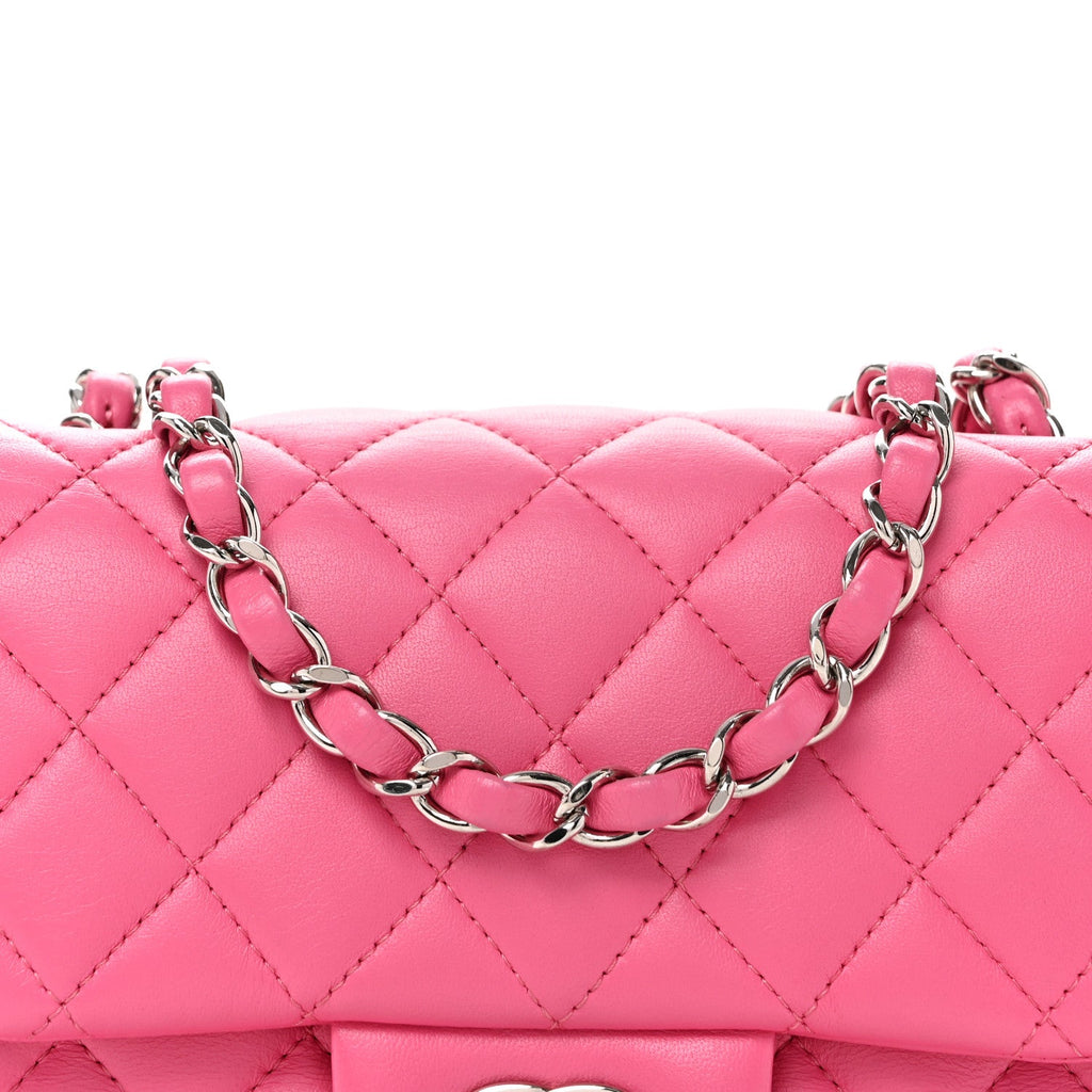 Lambskin Quilted Mini Square Flap Pink