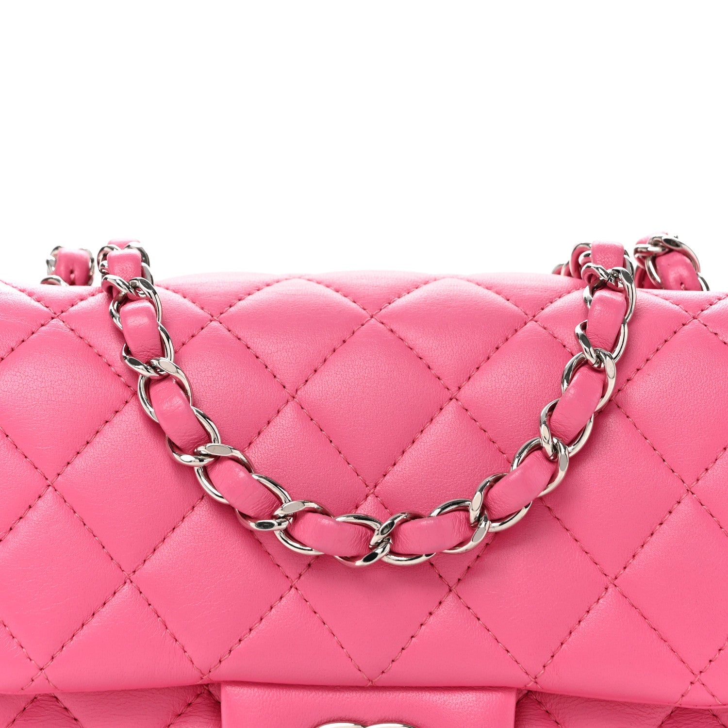 Lambskin Quilted Mini Square Flap Pink