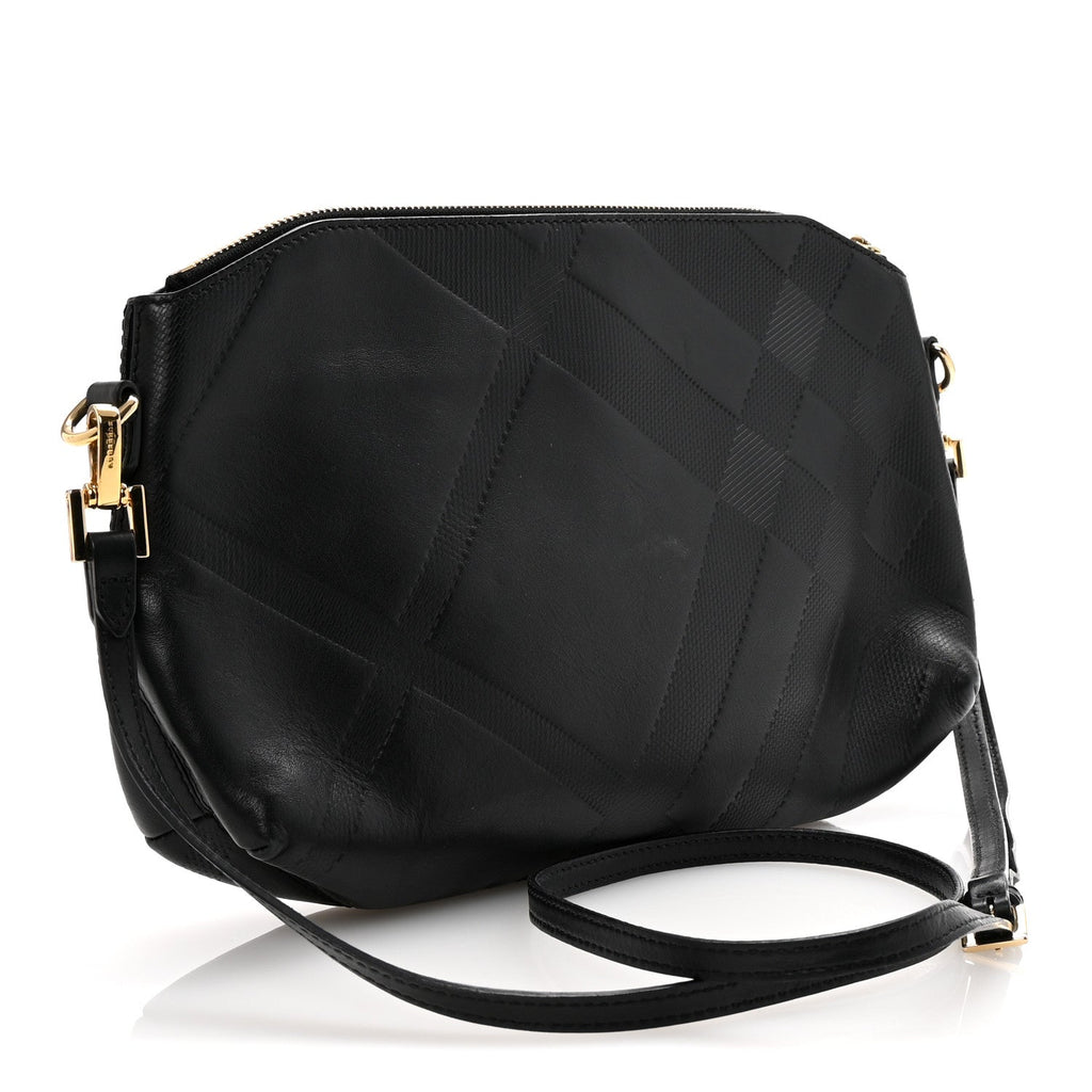 Calfskin Check Embossed Small Chichester Crossbody Clutch Bag Black