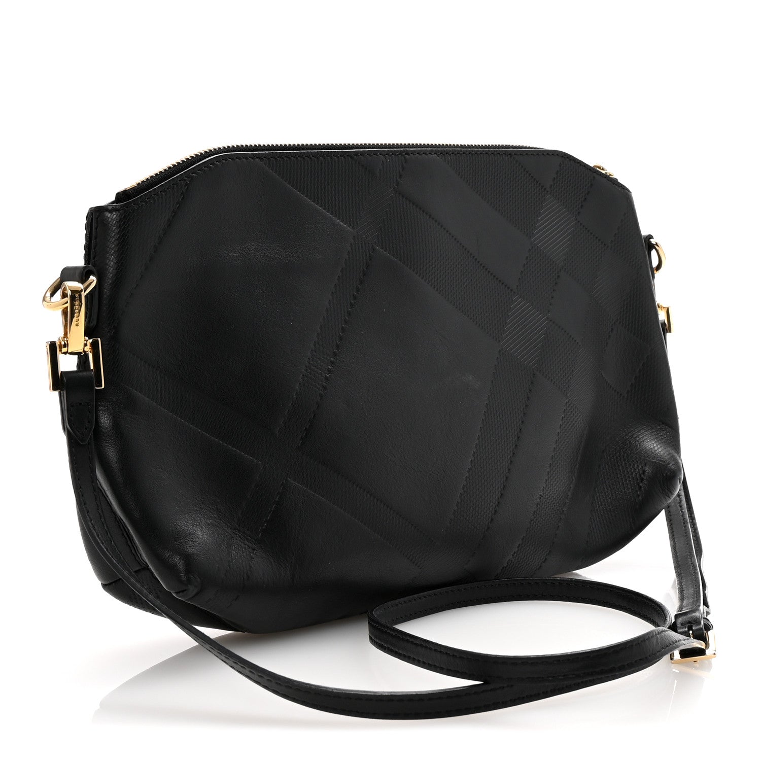 Calfskin Check Embossed Small Chichester Crossbody Clutch Bag Black