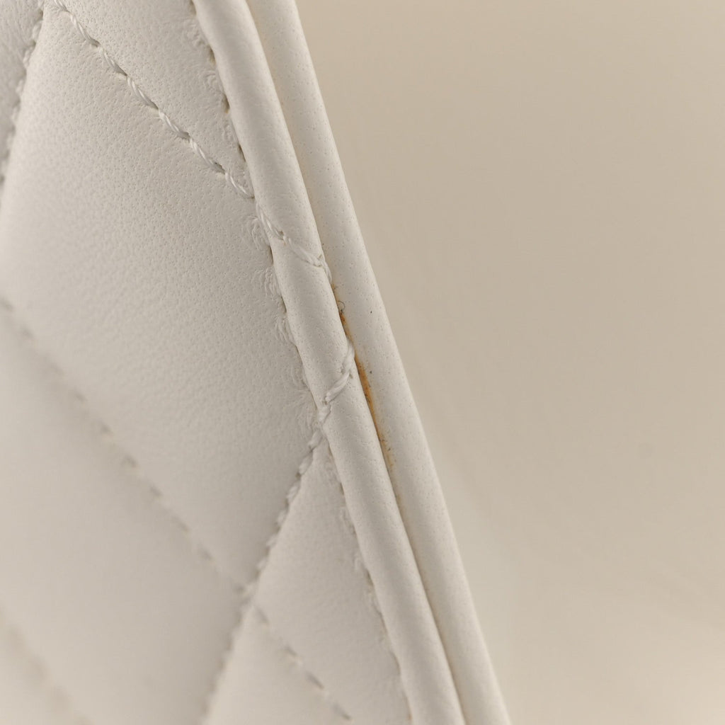Calfskin Strass Quilted Flap White