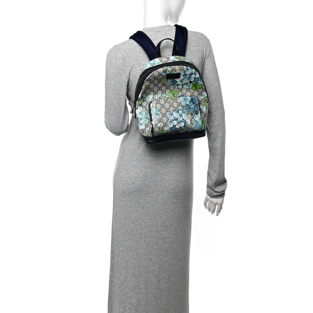 GG Supreme Monogram Blooms Small Day Backpack Blue