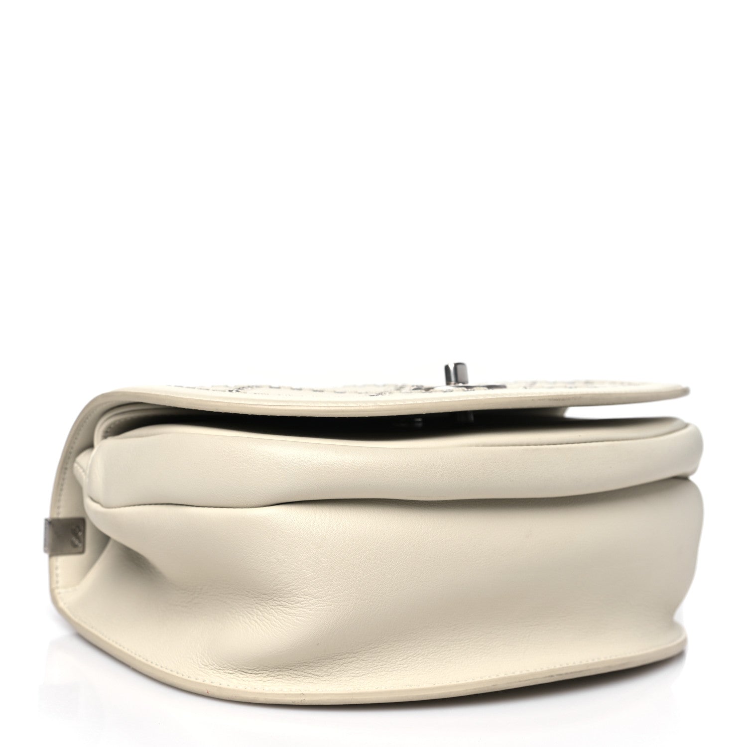 Calfskin Coco Eyelets Small Flap Bag Ivory