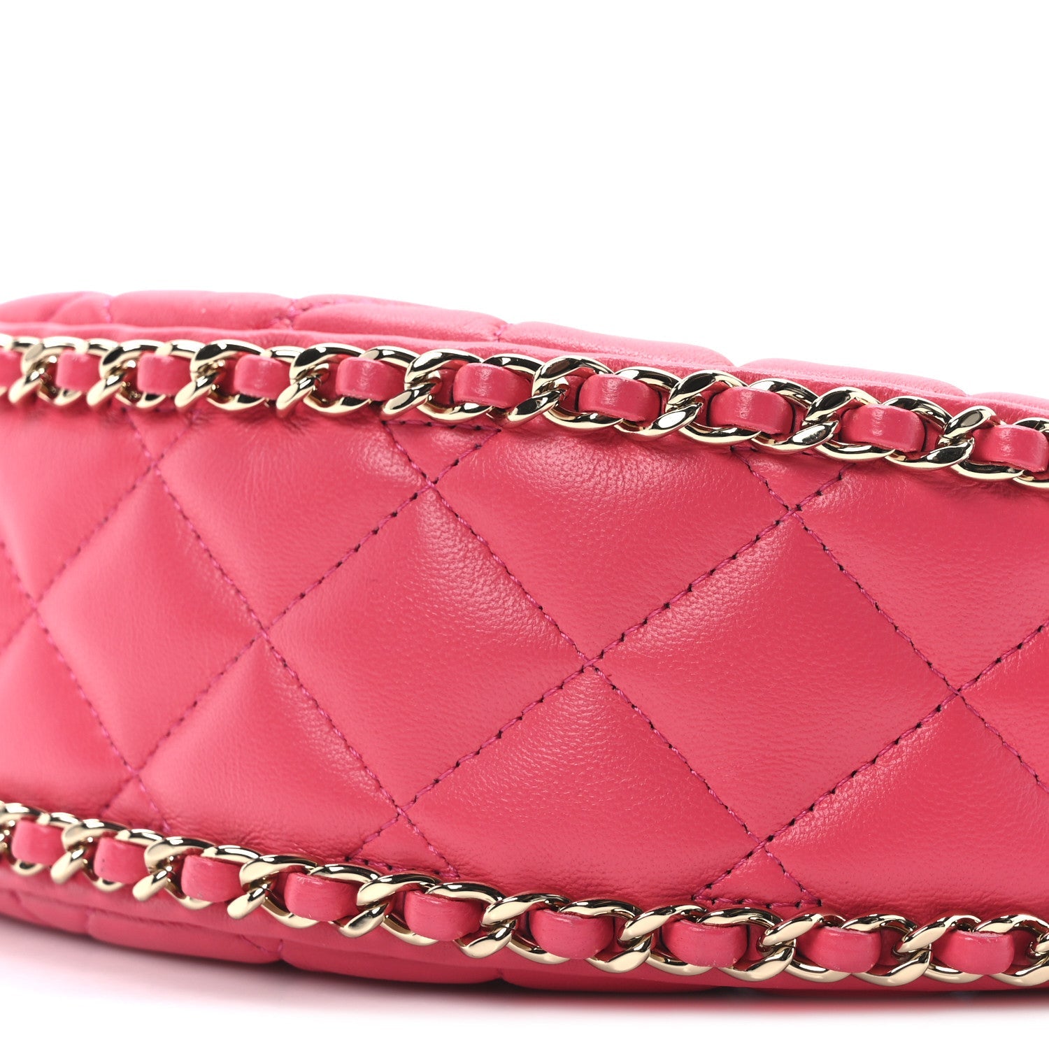 Lambskin Quilted Small Hobo Bag Dark Pink