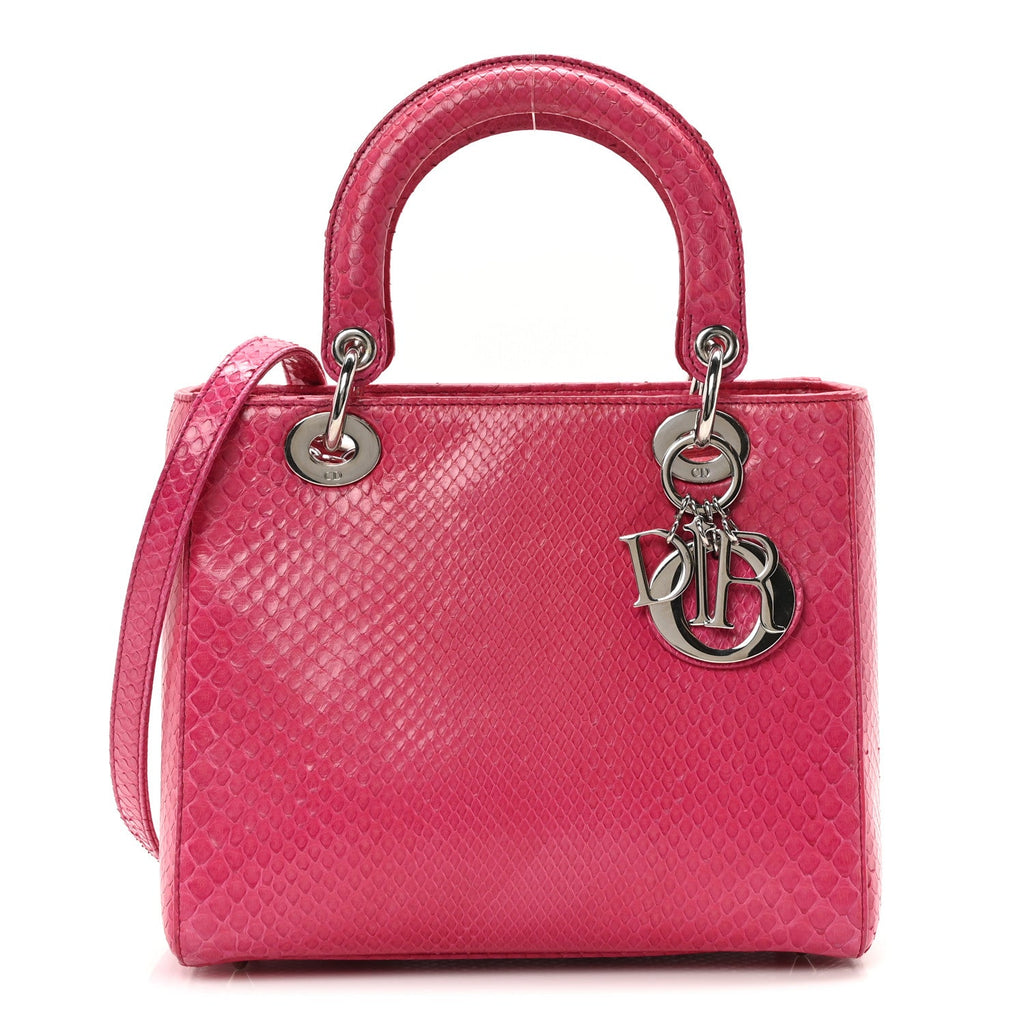 Snakeskin Medium Lady Dior Pink