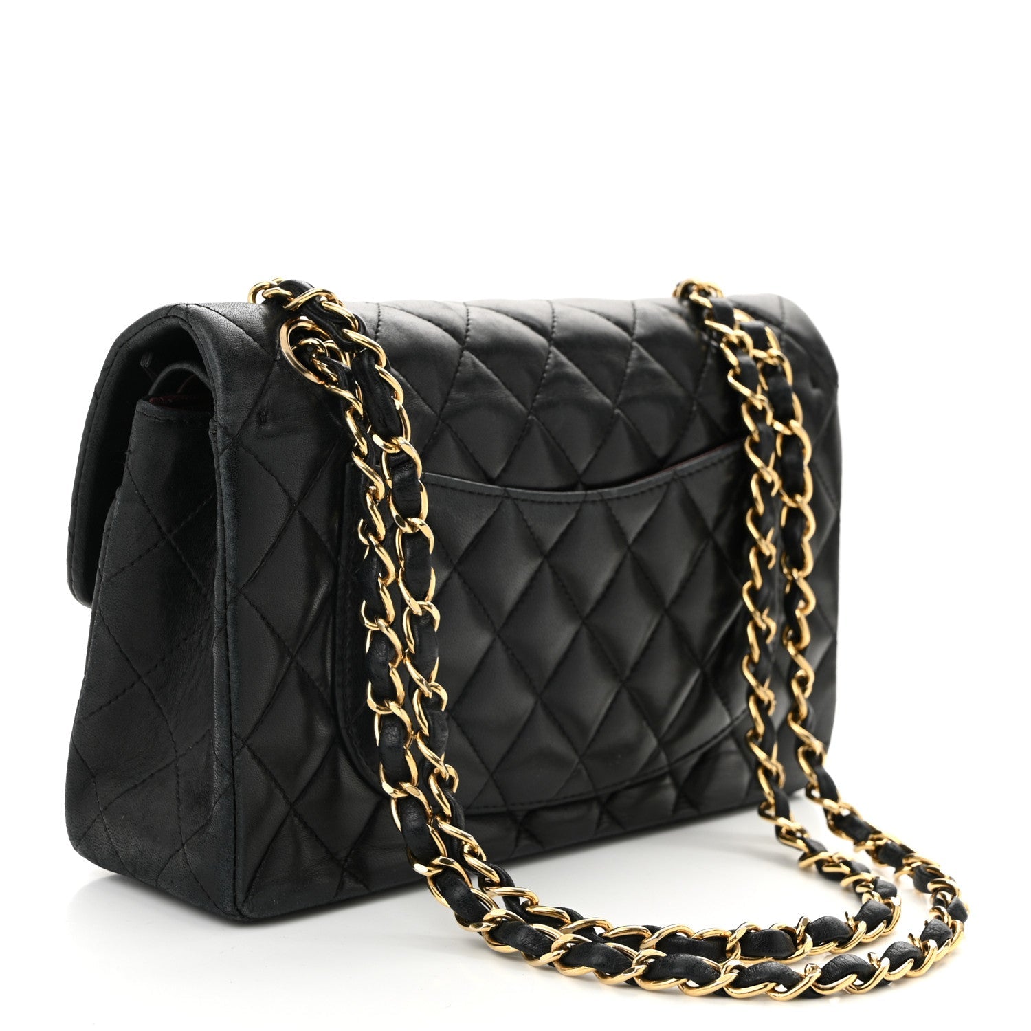 Lambskin Quilted Small Double Flap Black