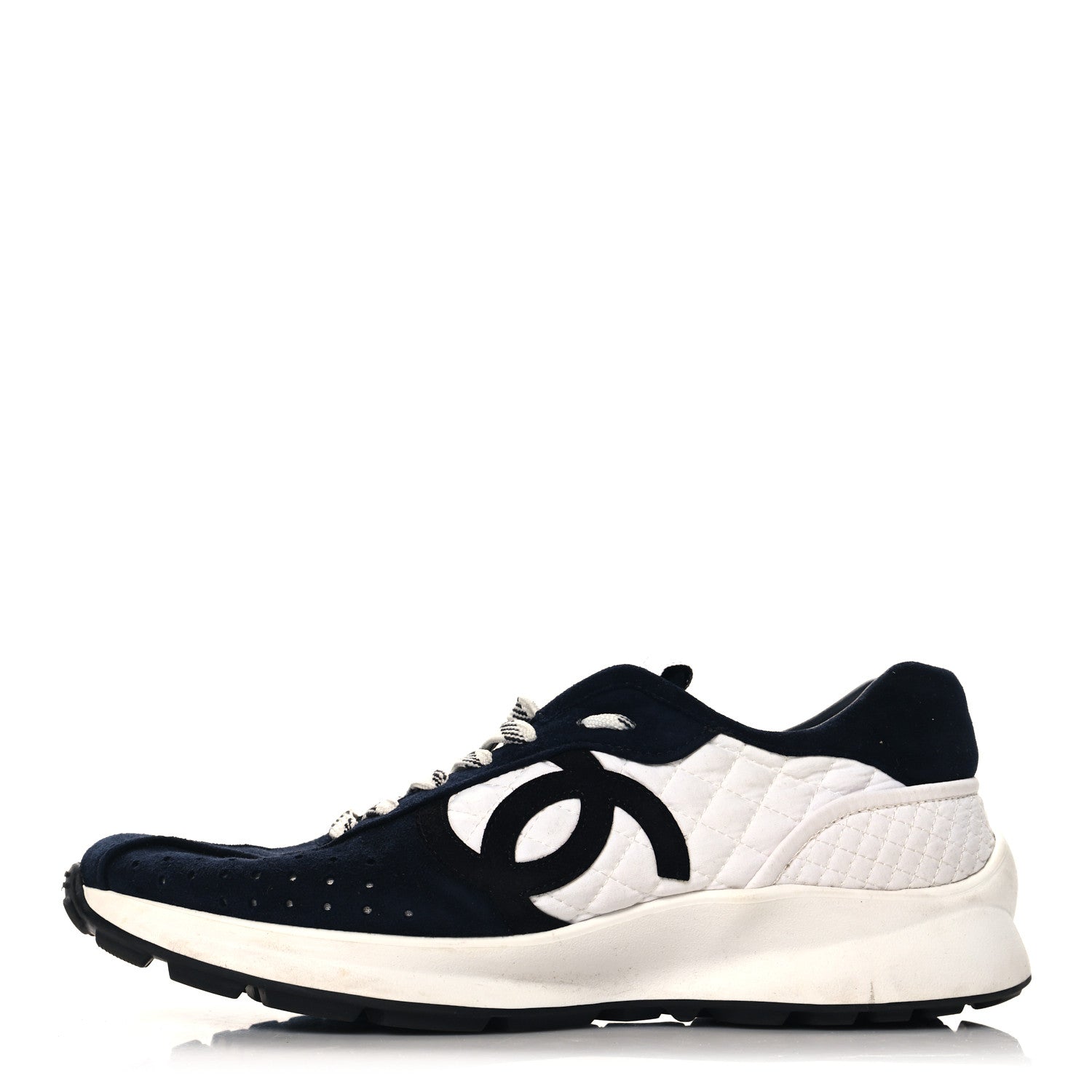 Fabric Suede Kidskin CC Sneakers 41 Dark Navy White