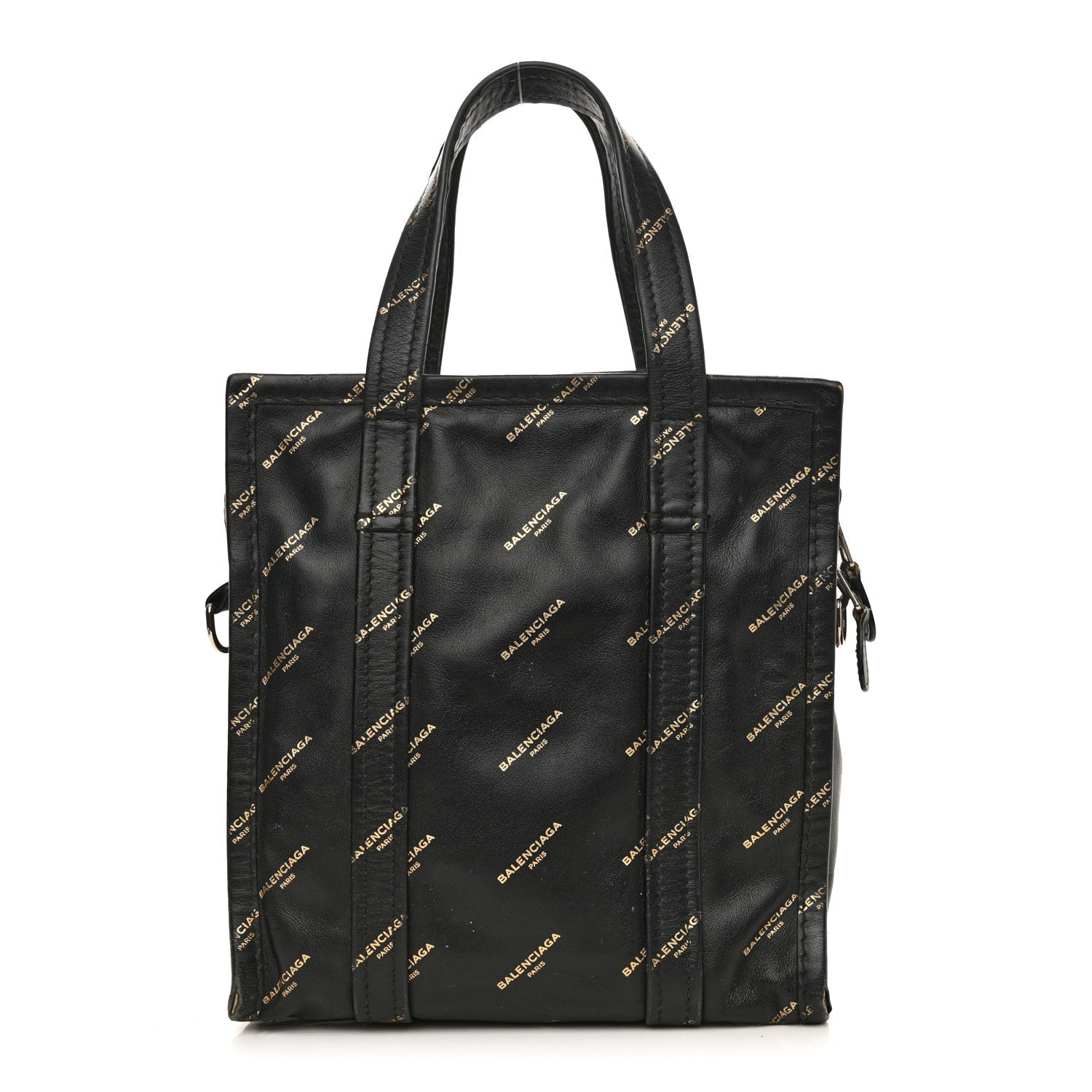 Calfskin Allover Logo XS Bazar Shopper Tote Black Gold