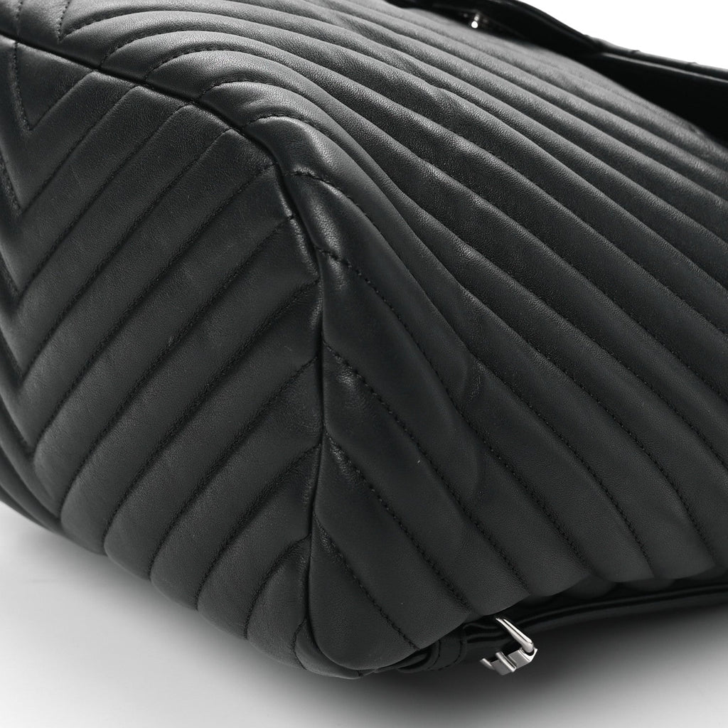 Calfskin Chevron Quilted Large Urban Spirit Backpack Black