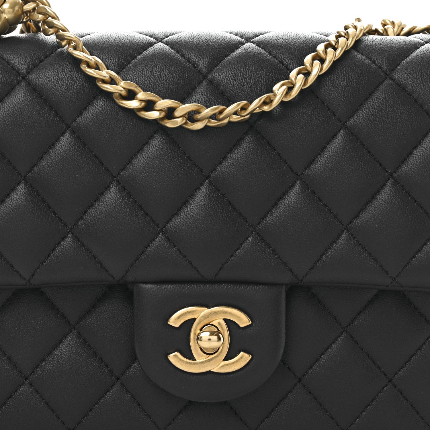 Lambskin Quilted Small Sweet Camellia Flap Navy