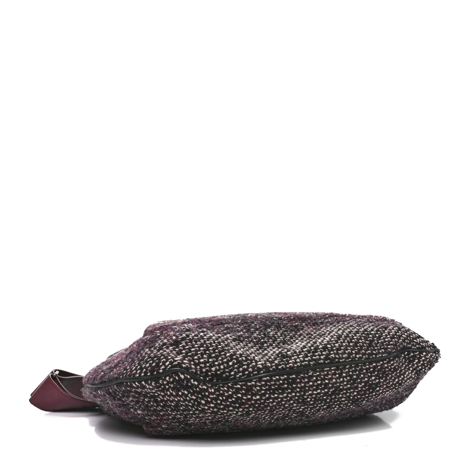 Calfskin Tweed Coco Pleats Hobo Black Burgundy