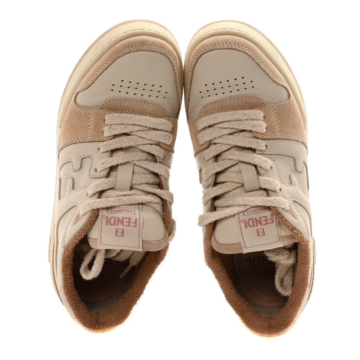 Suede Vitello Fendi Match Low Top Sneakers 37 Nudo White Garza Rosa