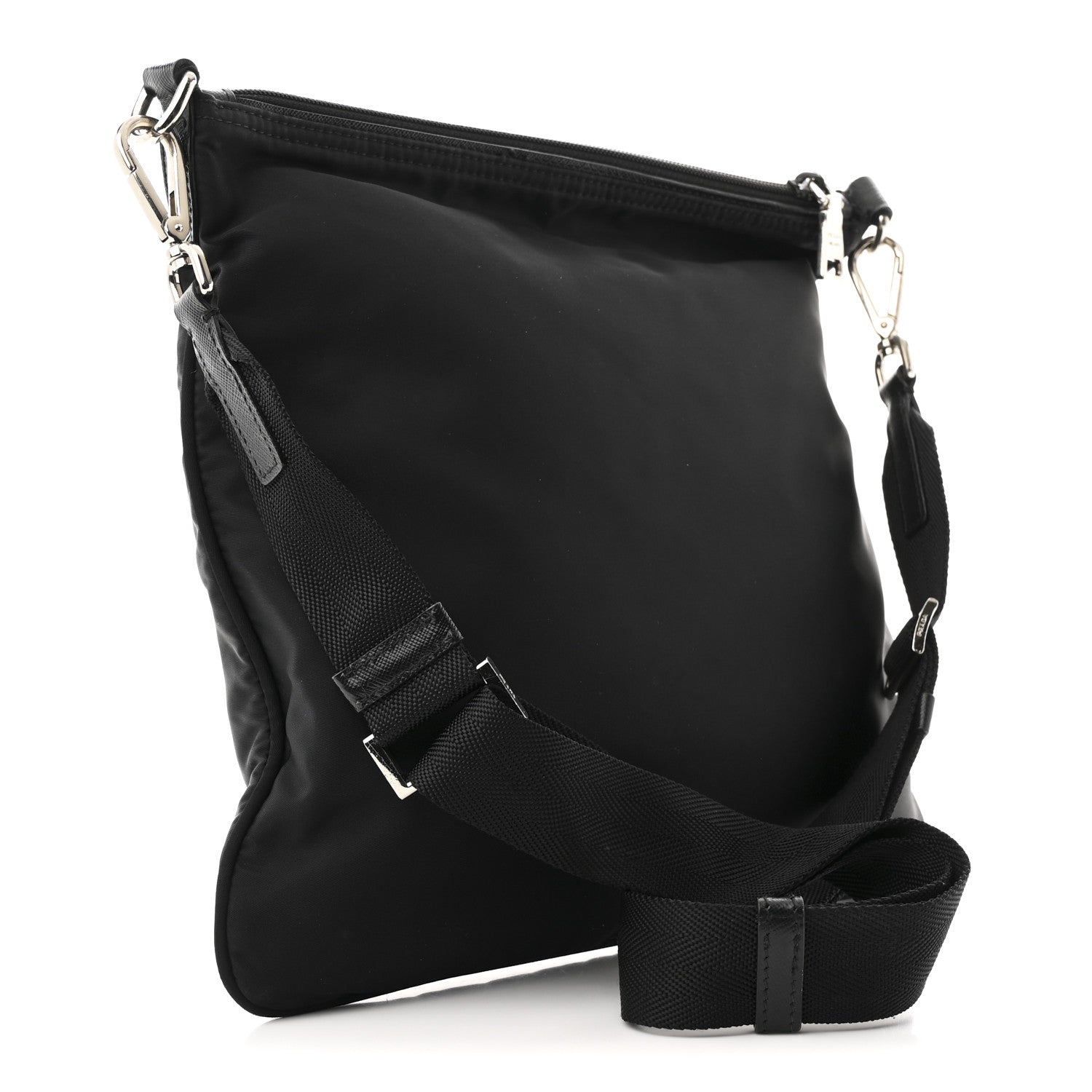 Nylon Flat Messenger Bag Black