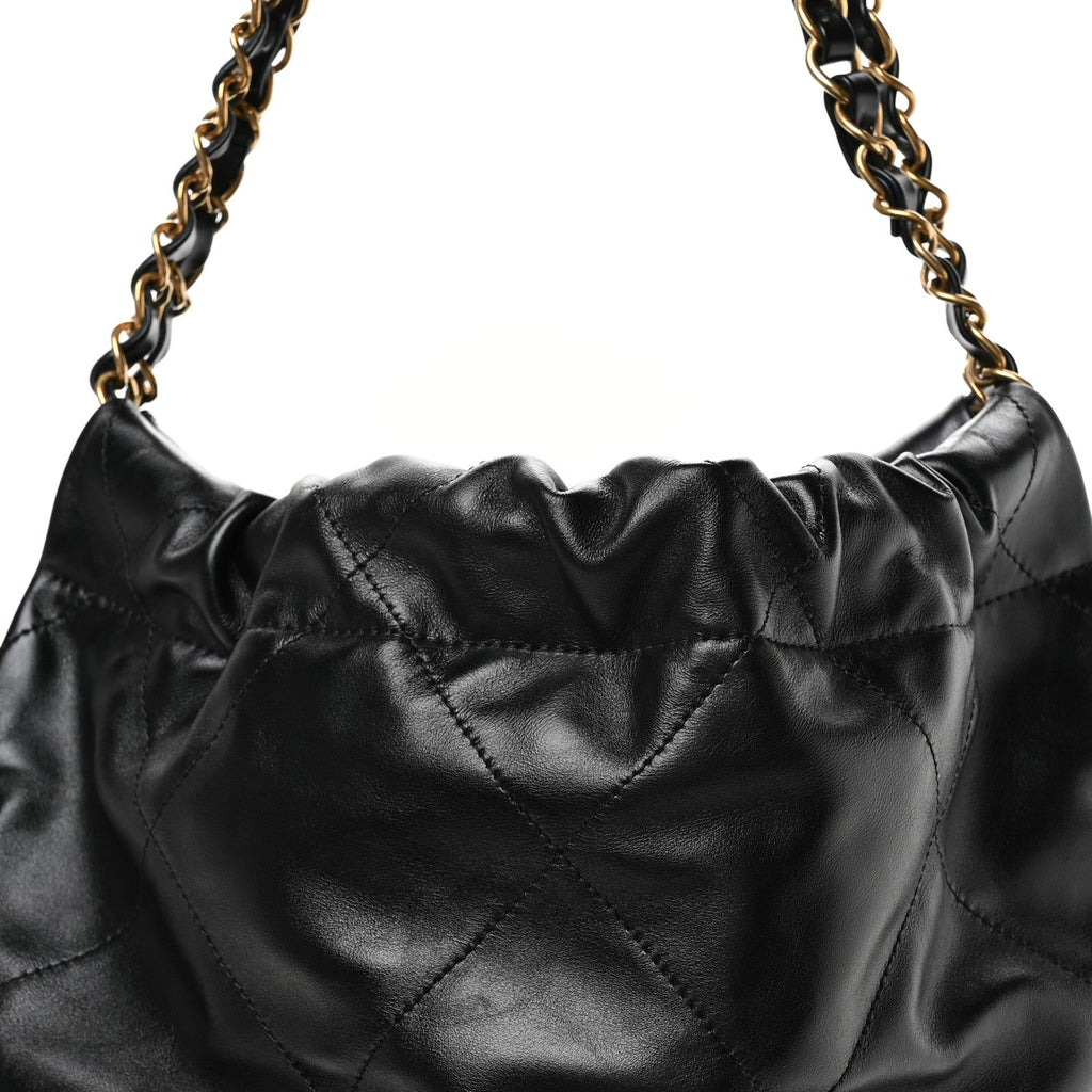 Shiny Calfskin Quilted Small Chanel 22 Black