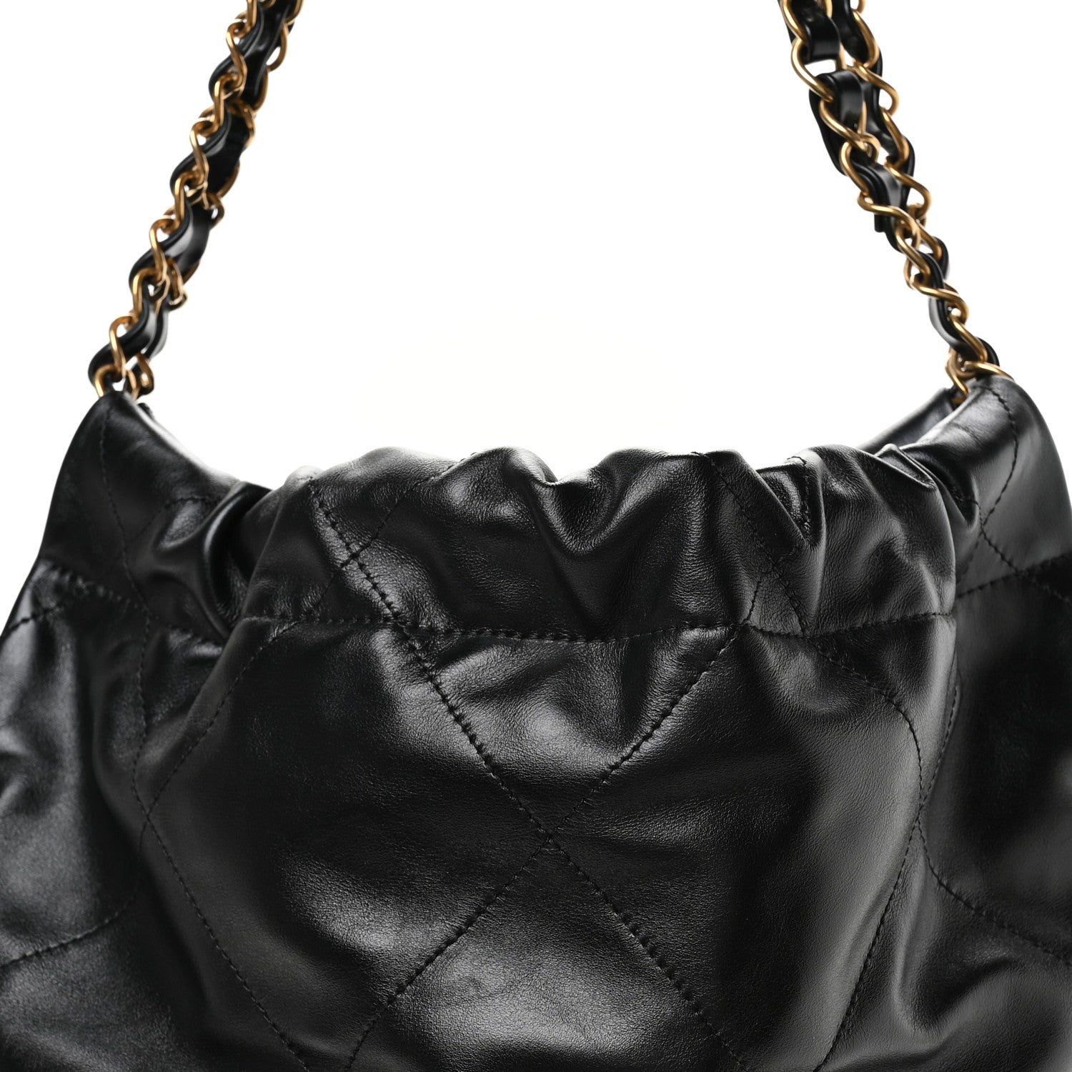 Shiny Calfskin Quilted Small Chanel 22 Black