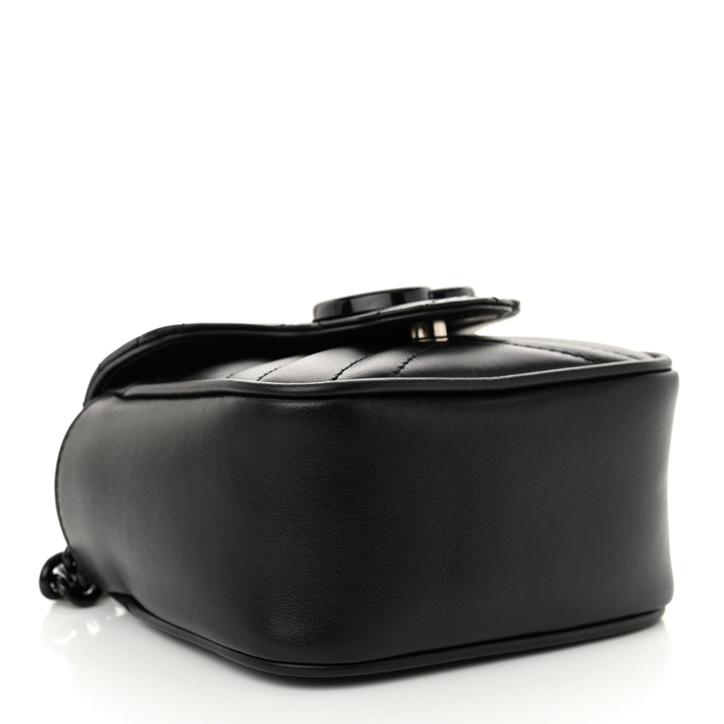 Calfskin Matelasse Monochrome GG Marmont Chain Mini Belt Bag Black