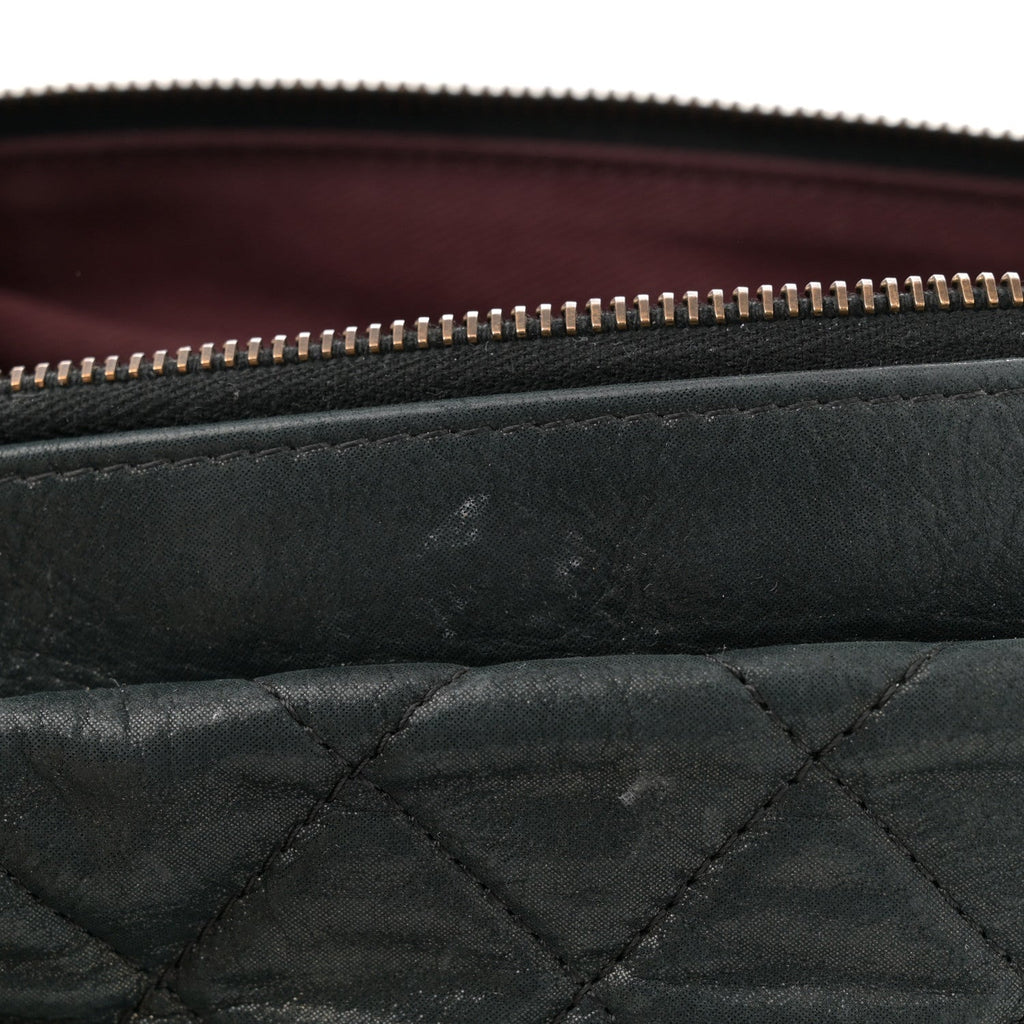 Iridescent Calfskin Quilted Large Shiva Flap Black