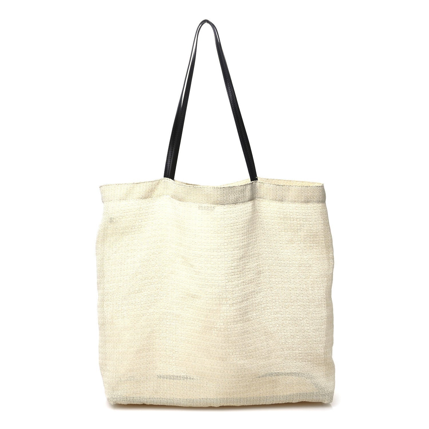 Mesh Saddle Calfskin Barn Tote Bag Ivory