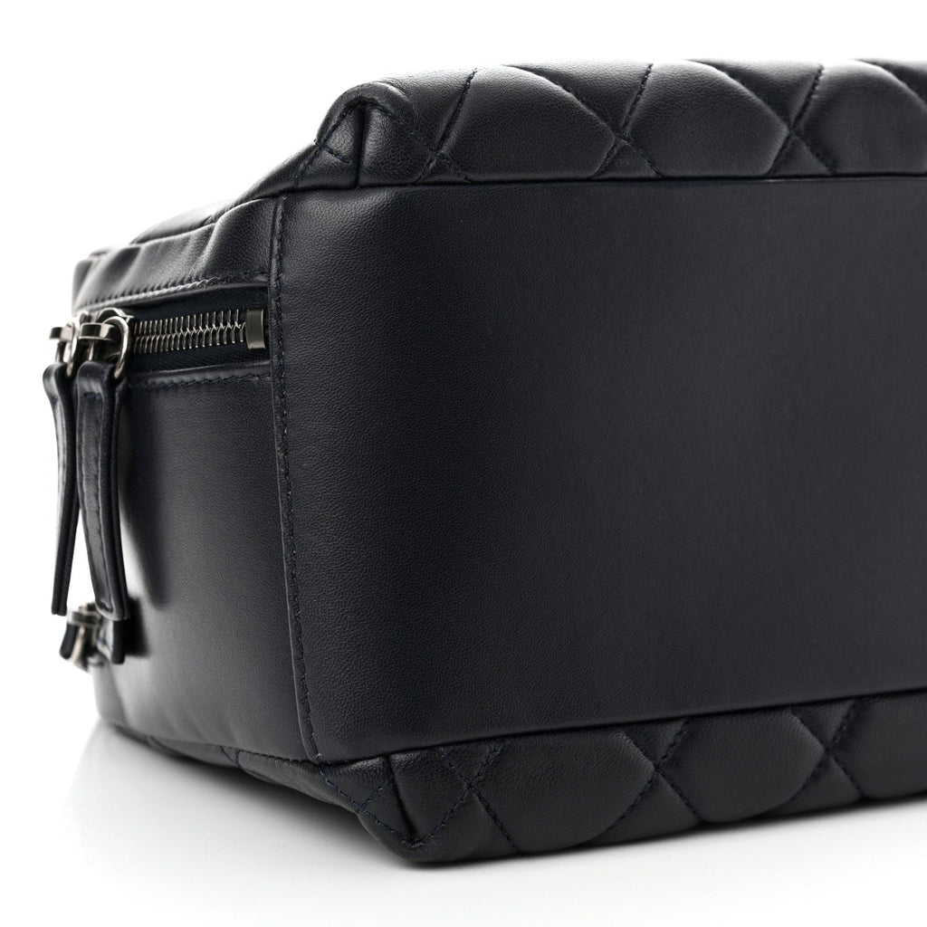 Lambskin Quilted Medium Trendy CC Bowling Bag Navy