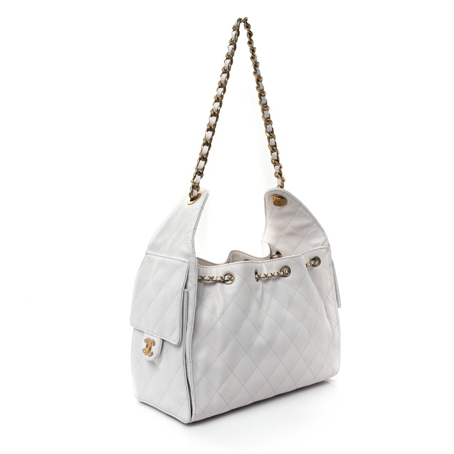 Caviar Quilted Small Chanel 25 Handbag White