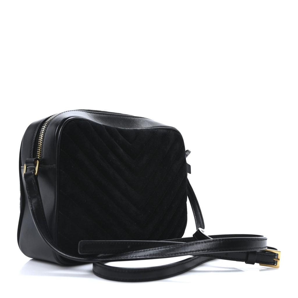 Suede Calfskin Monogram Lou Camera Bag Black