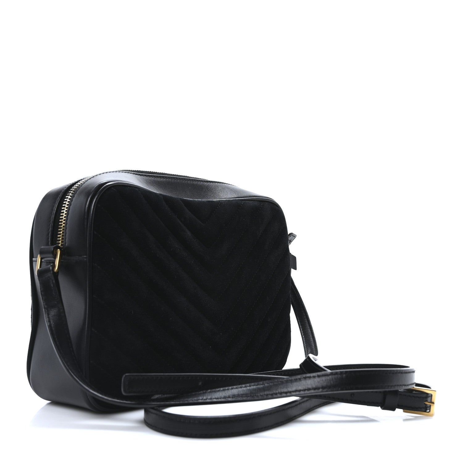 Suede Calfskin Monogram Lou Camera Bag Black
