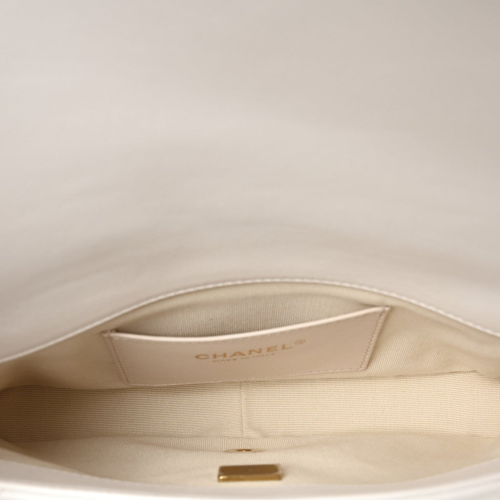 Lambskin Quilted Flap White