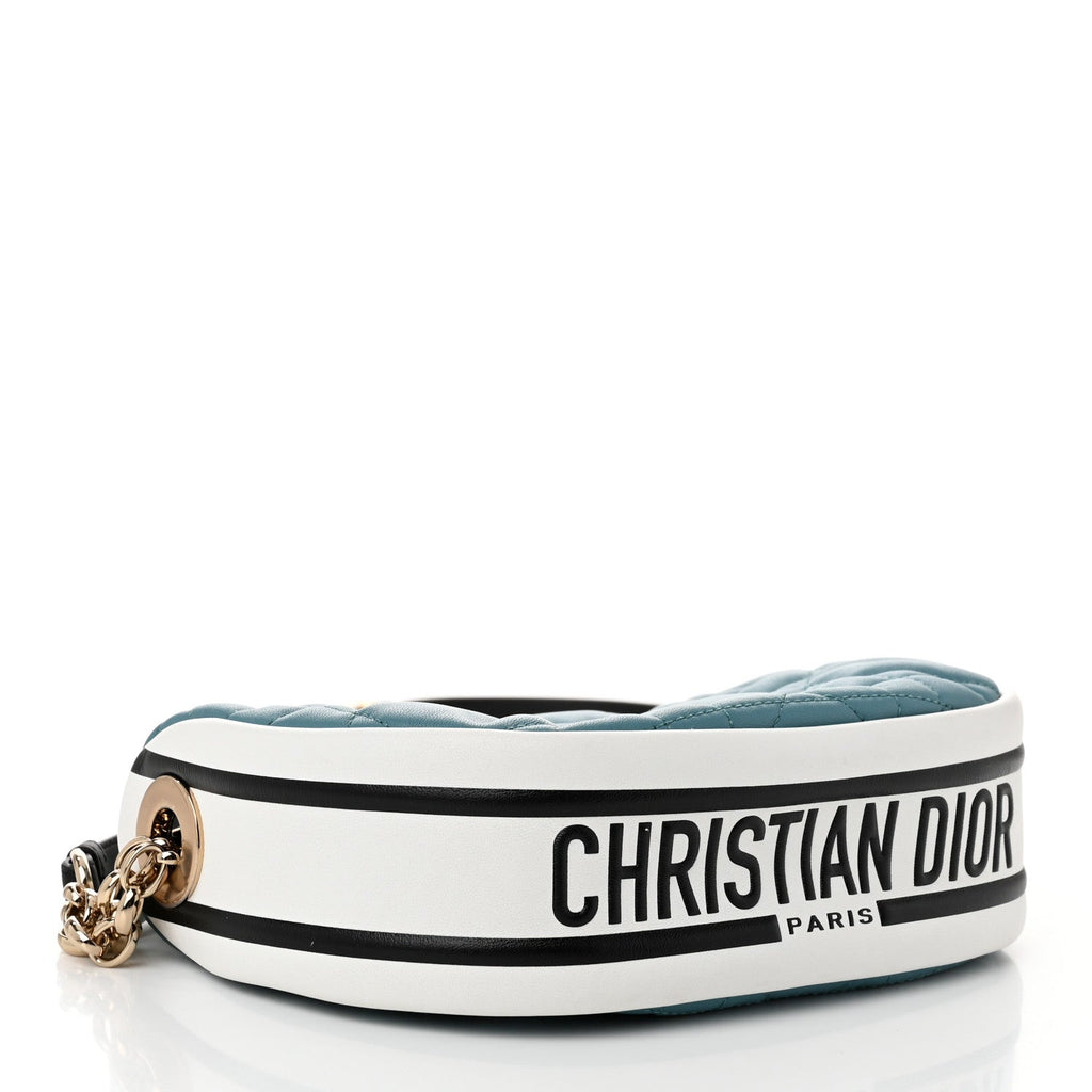 Lambskin Cannage Small Dior Vibe Hobo Bag Cloud Blue