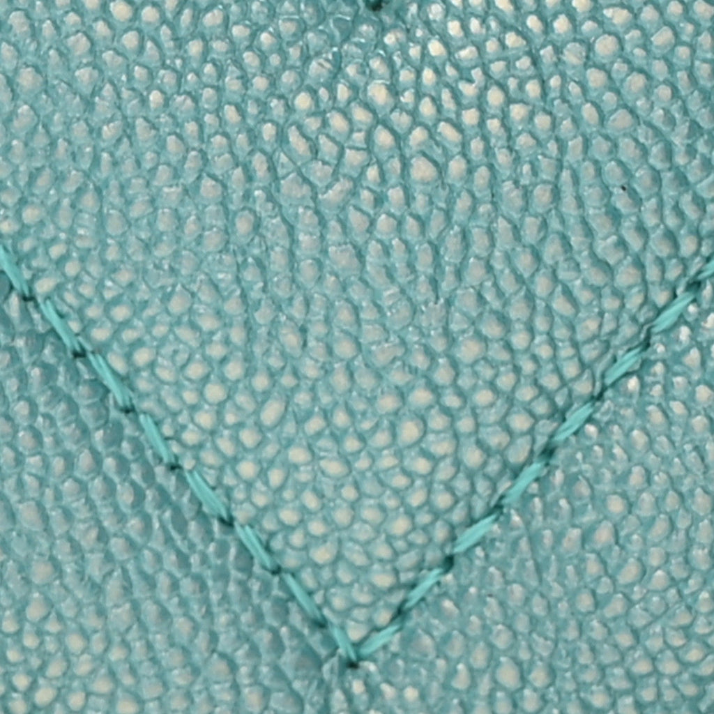 Metallic Caviar Chevron Quilted Small Statement Flap Turqouise