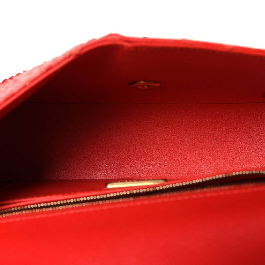 Snakeskin Mini Rectangular Flap Red