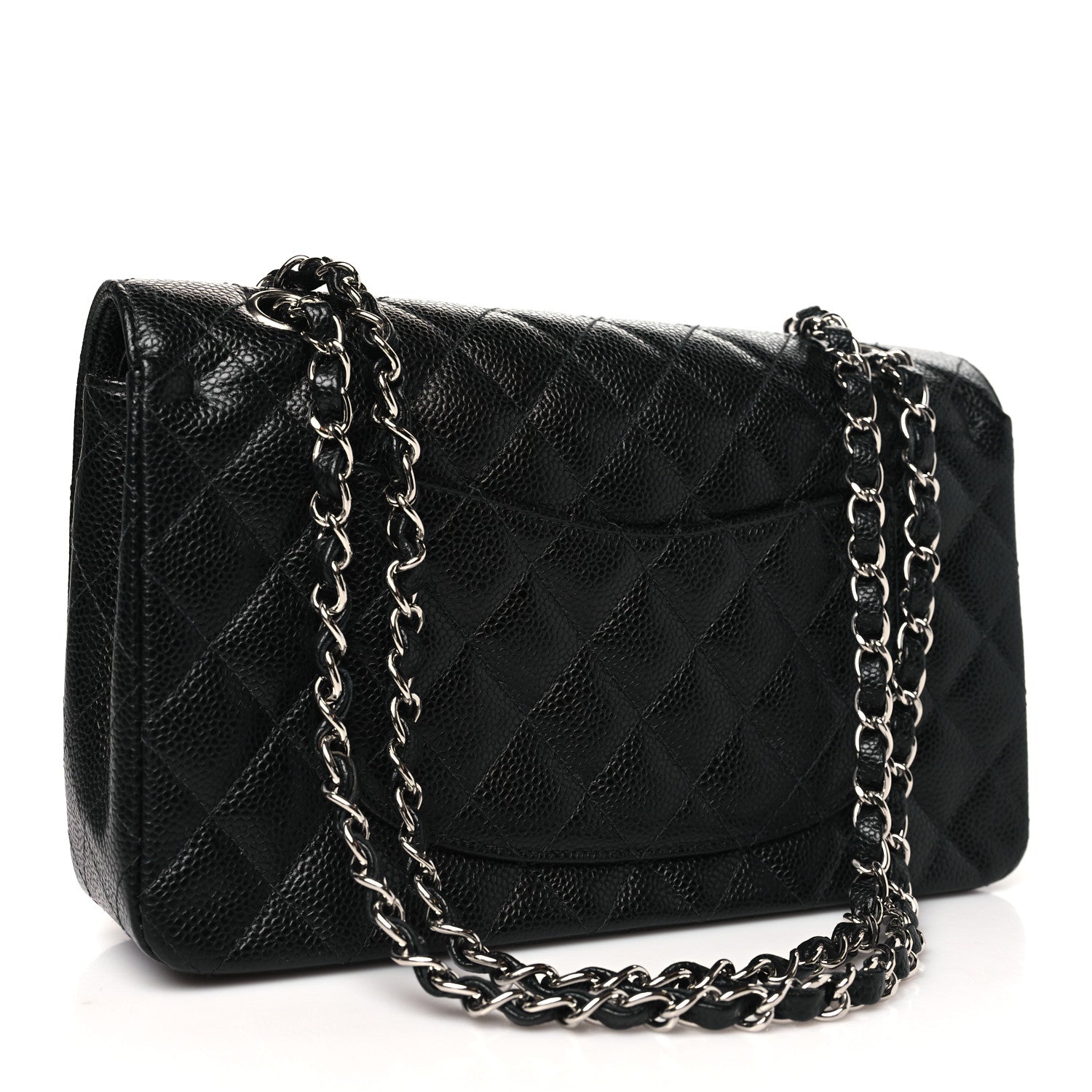 Caviar Quilted Medium Double Flap Black