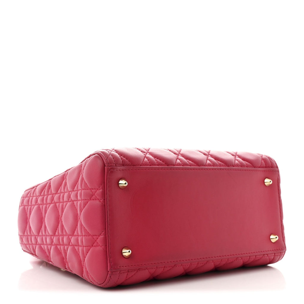 Lambskin Cannage Medium Lady Dior Fuchsia