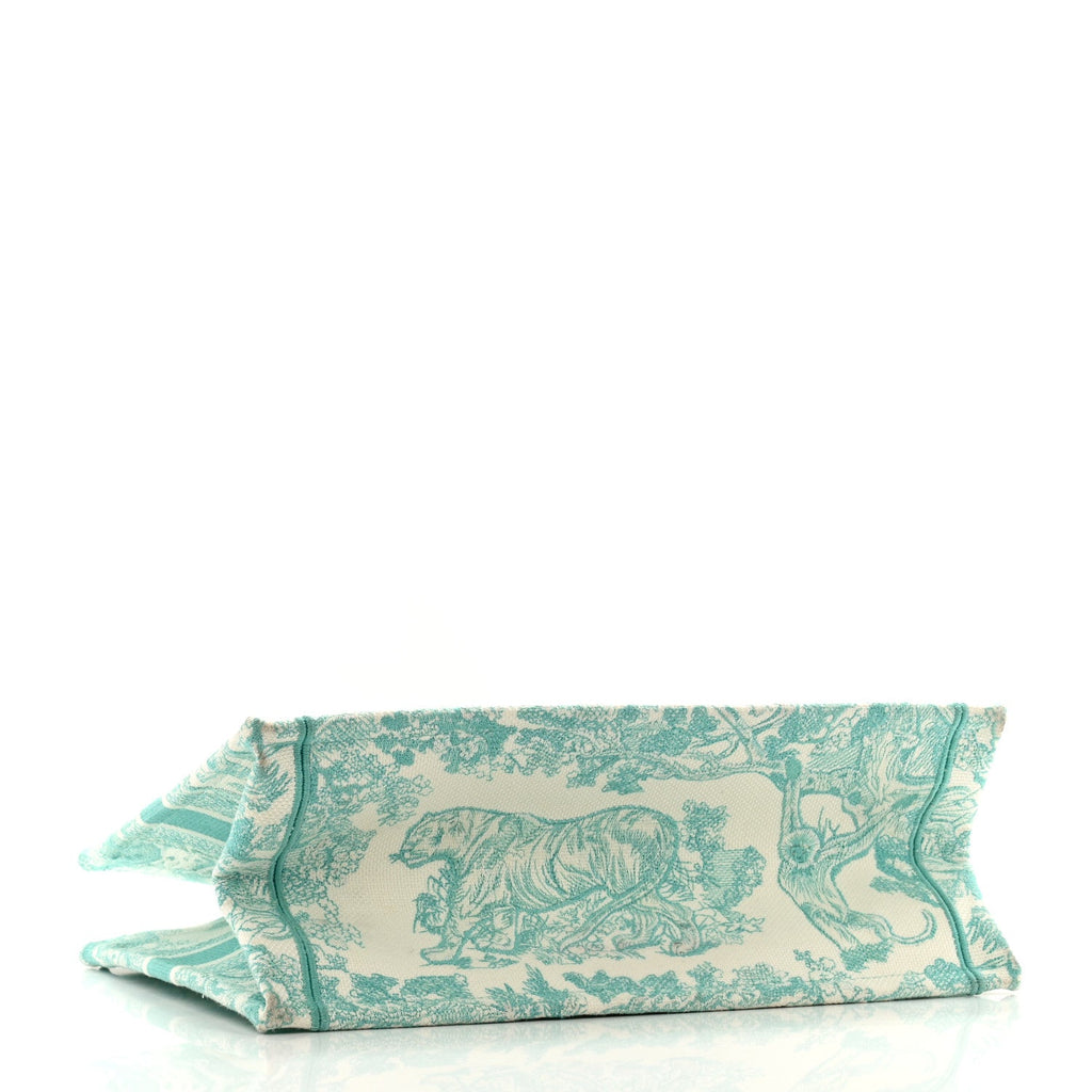 Canvas Embroidered Medium Dioriviera Toile De Jouy Book Tote Aquamarina