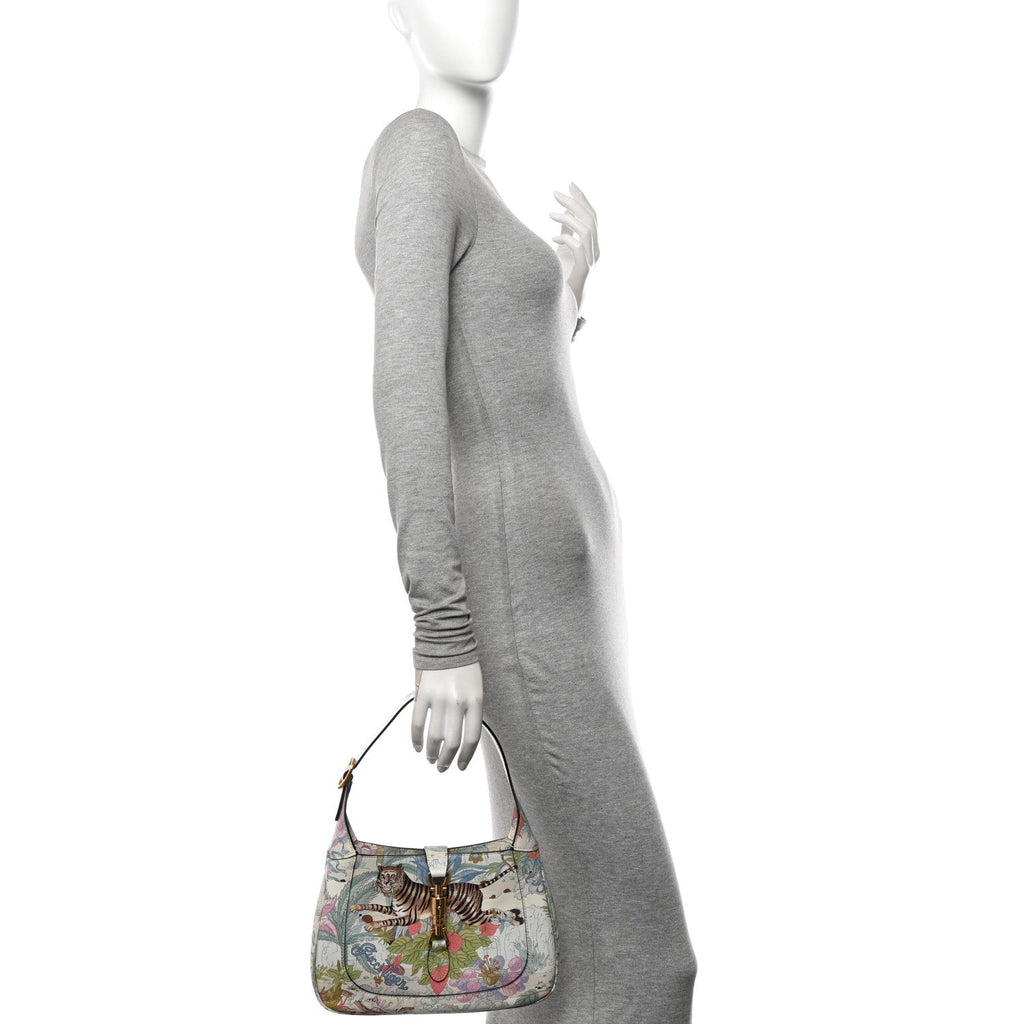 New Shangai Calfskin Tiger Savanah Small Jackie 1961 Hobo Chalky White Multicolor