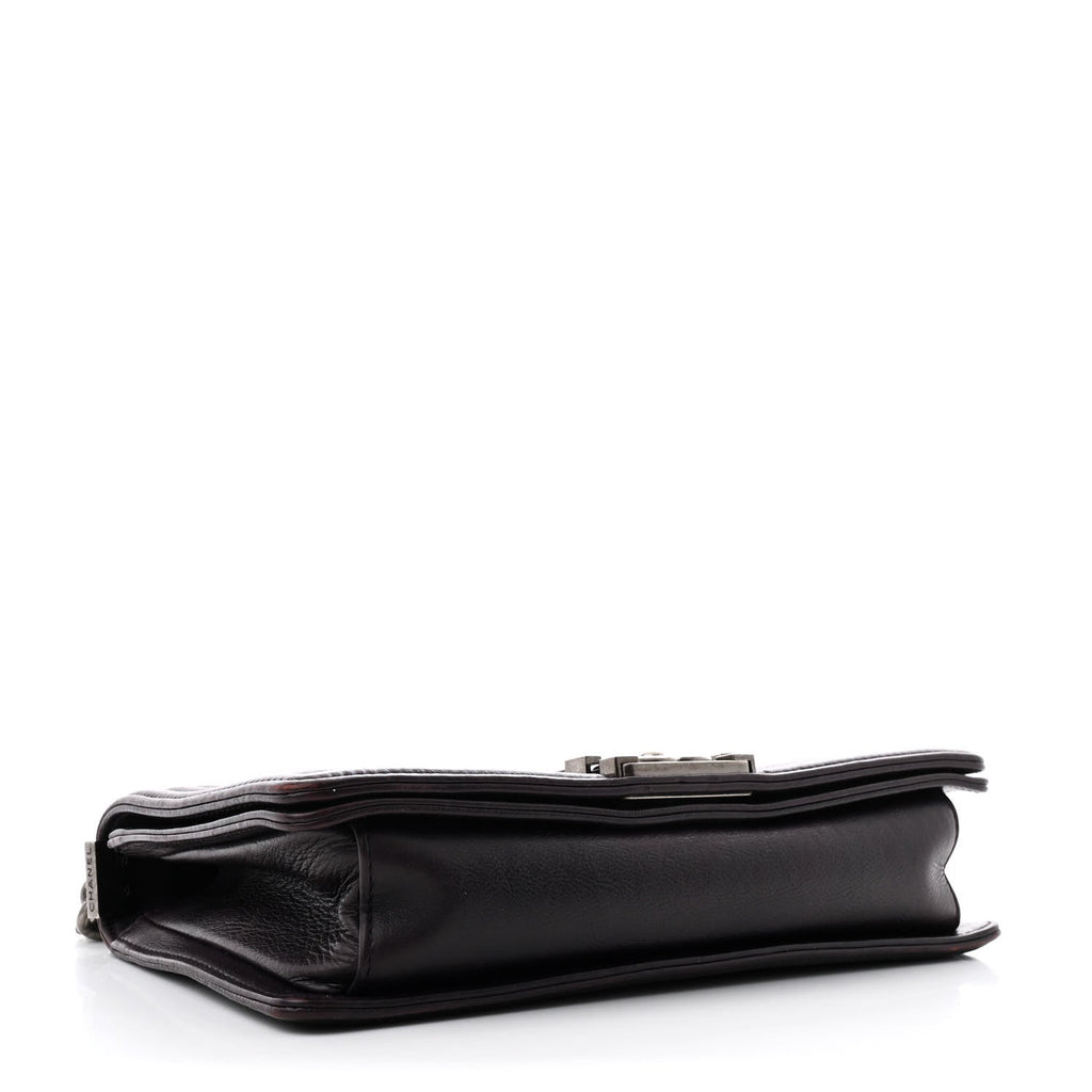 Calfskin Crystal Embossed Medium Boy Flap Plum
