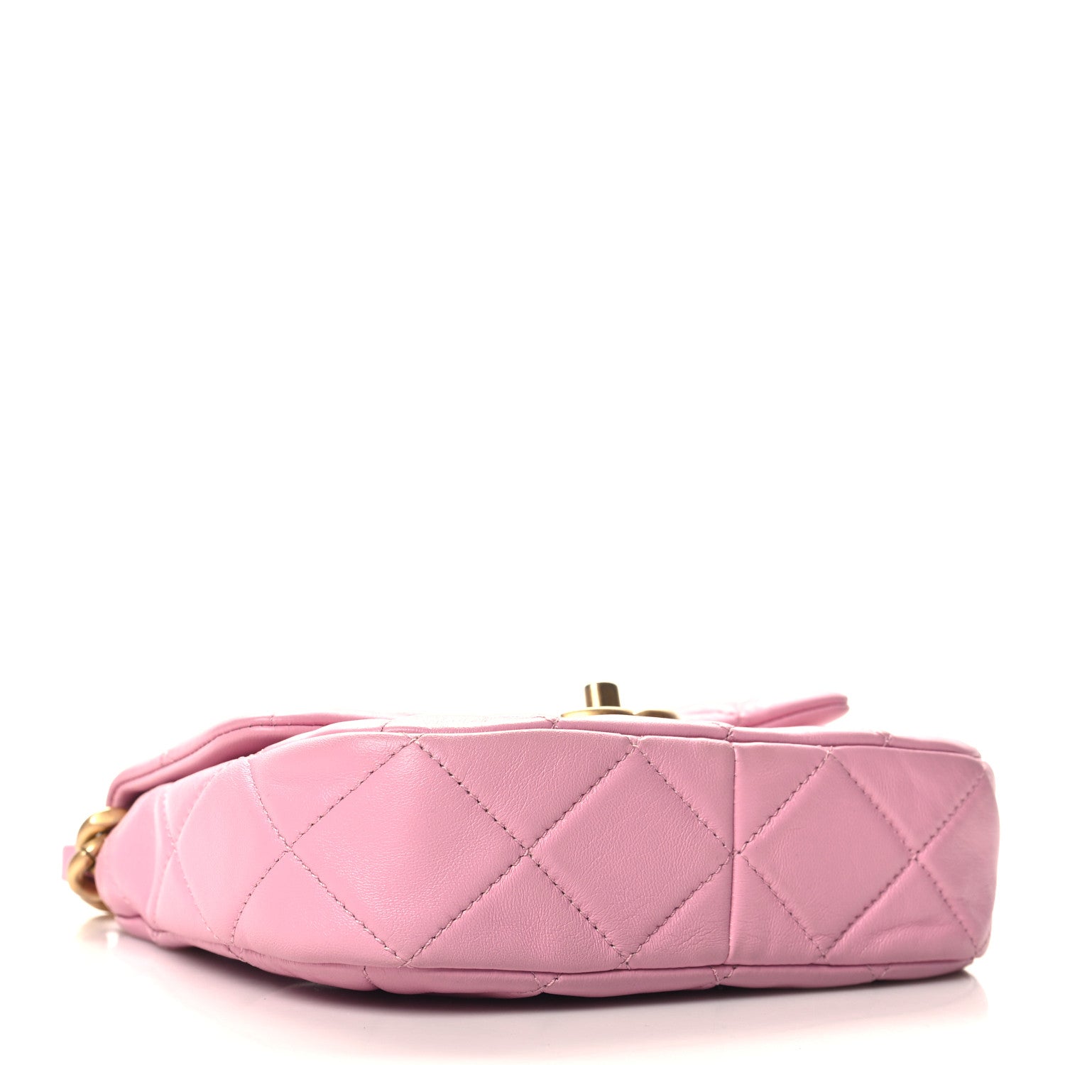 Lambskin Quilted Mini Lacquered Chain Flap Pink