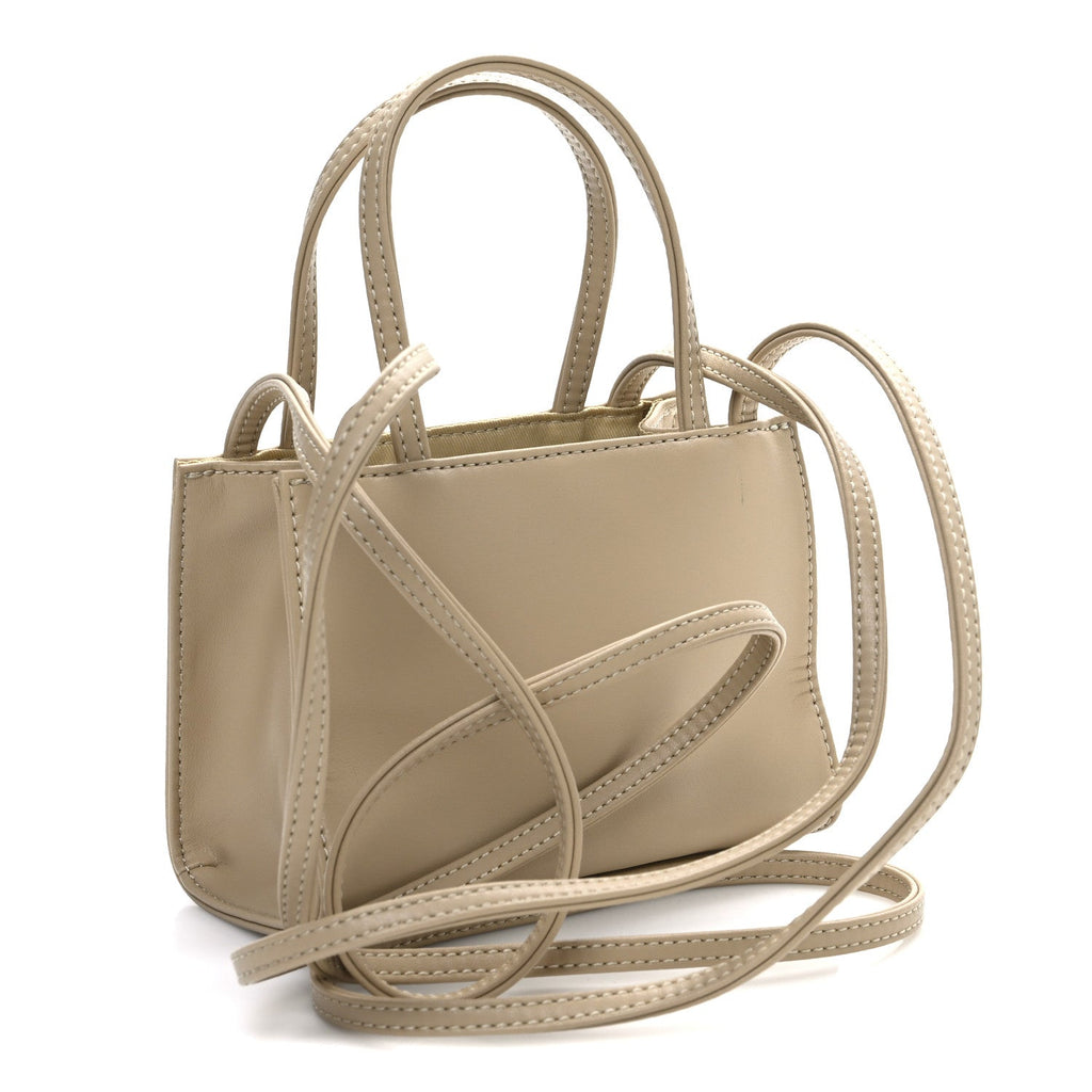 Vegan Leather Small Shopping Bag Cream
