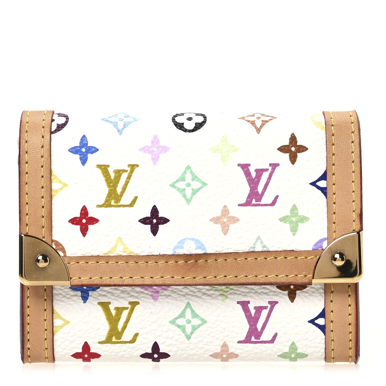 Monogram Multicolor Porte-Monnaie Plat Coin Purse White
