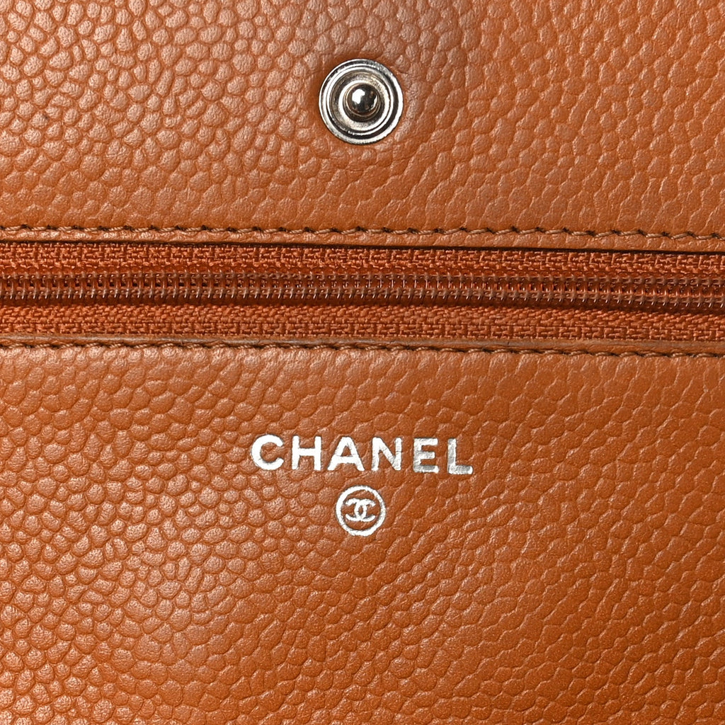 Caviar Quilted Wallet On Chain WOC Light Brown