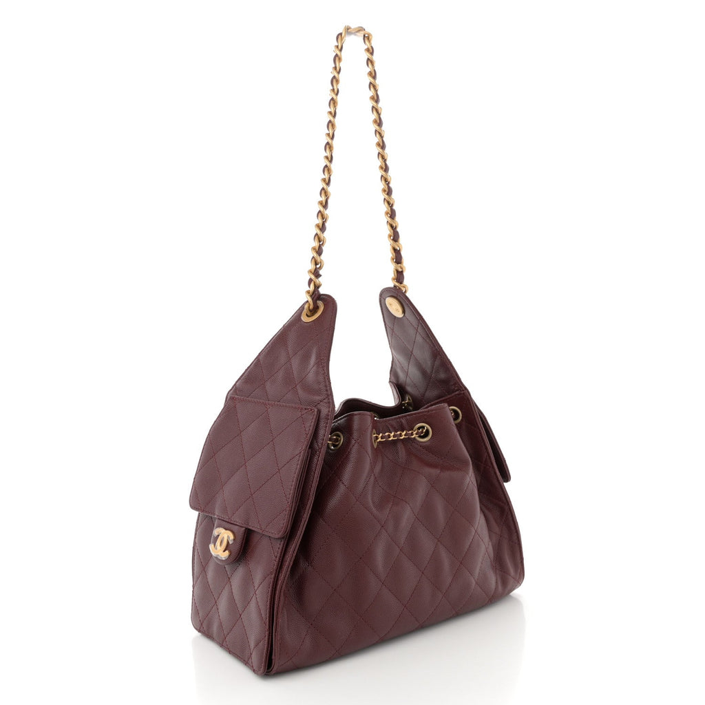 Caviar Quilted Small Chanel 25 Handbag Burgundy