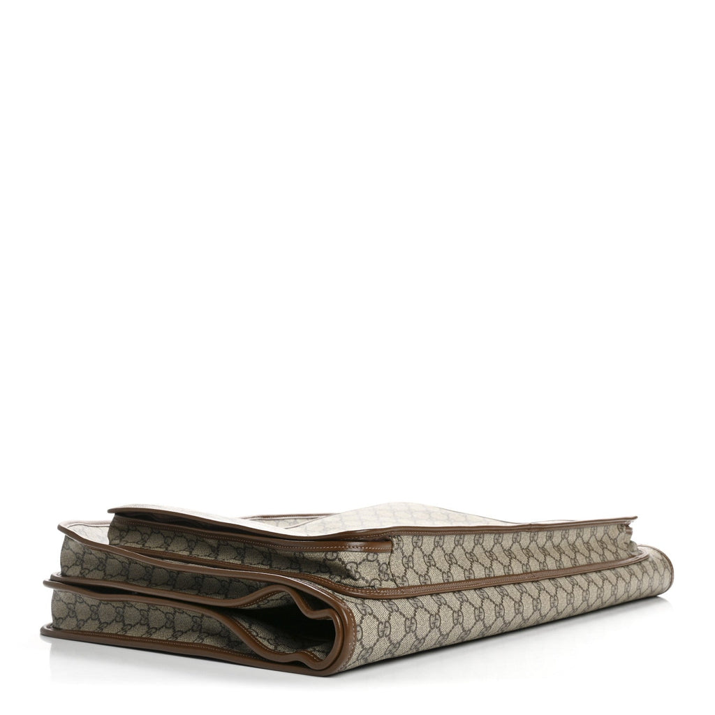 GG Supreme Monogram Azalea Calfskin Retro Interlocking G Hanger Garment Bag Beige Ebony Brown Sugar
