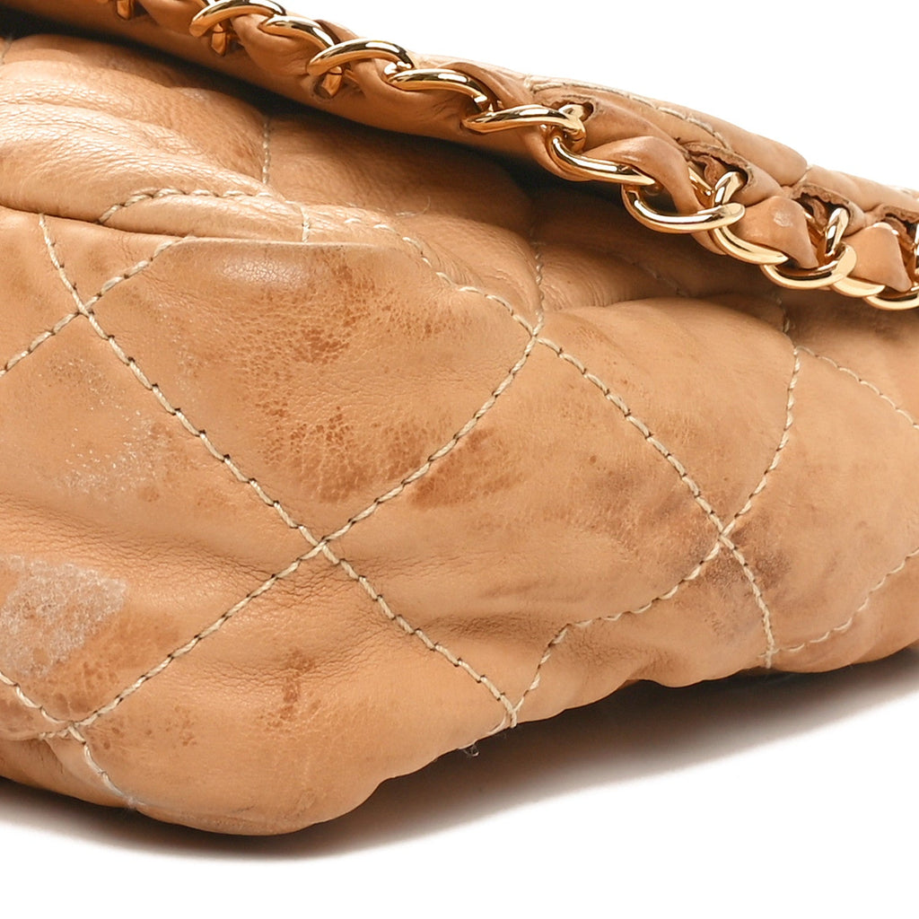 Calfskin Quilted Medium Chain Me Flap Light Beige