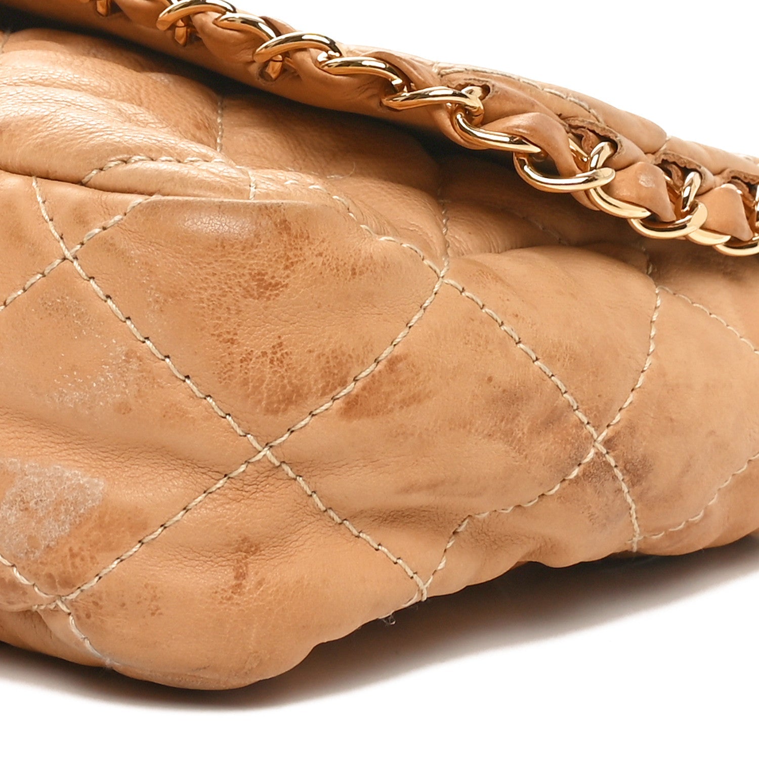 Calfskin Quilted Medium Chain Me Flap Light Beige