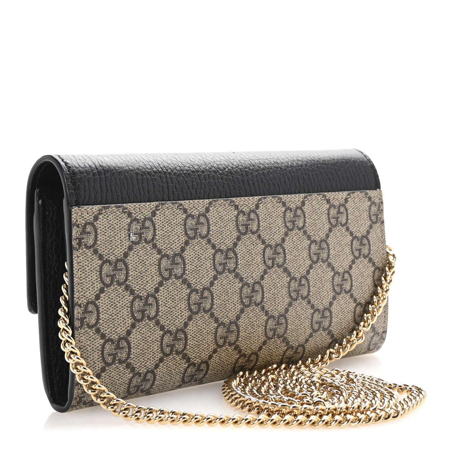 Dollar Calfskin GG Supreme Monogram Petite GG Marmont Wallet Chain Bag Black Beige Ebony