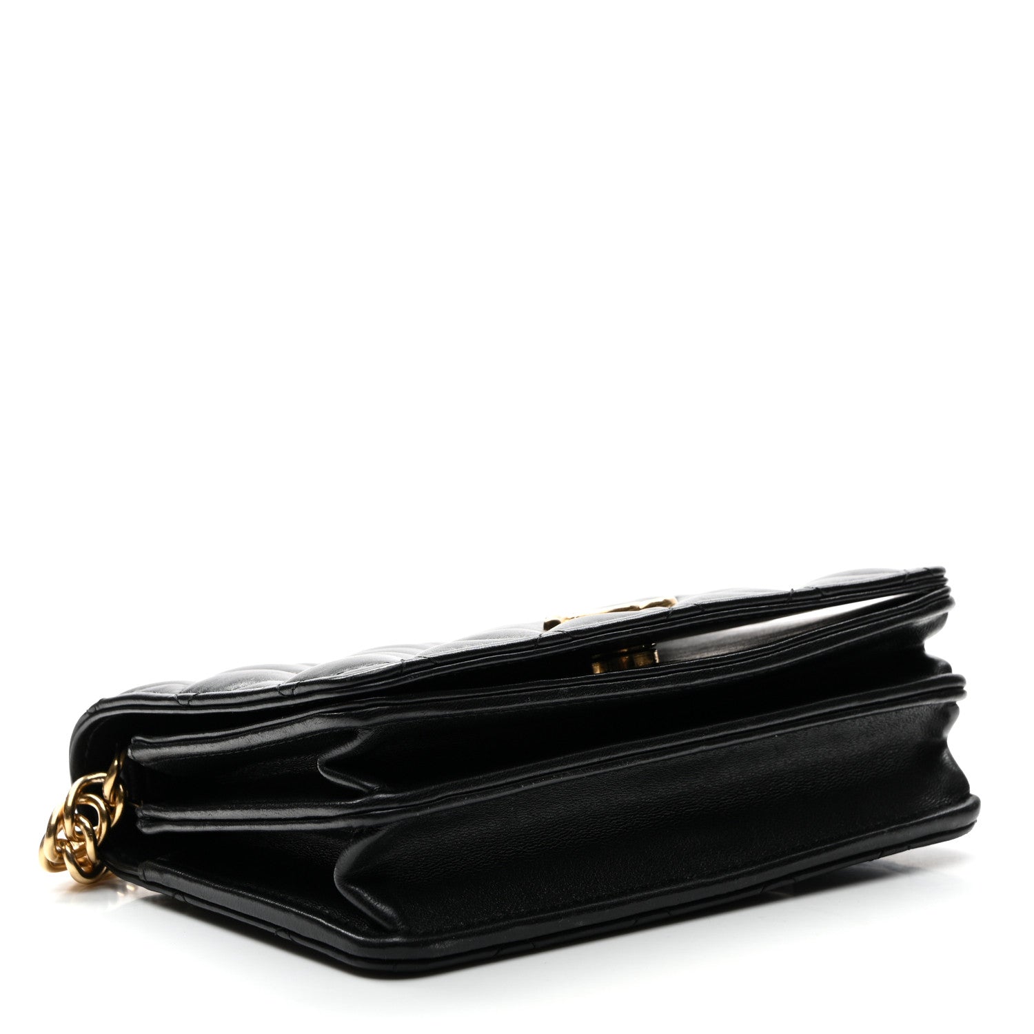 Lambskin Quilted Enamel Logo Chain WOC Black