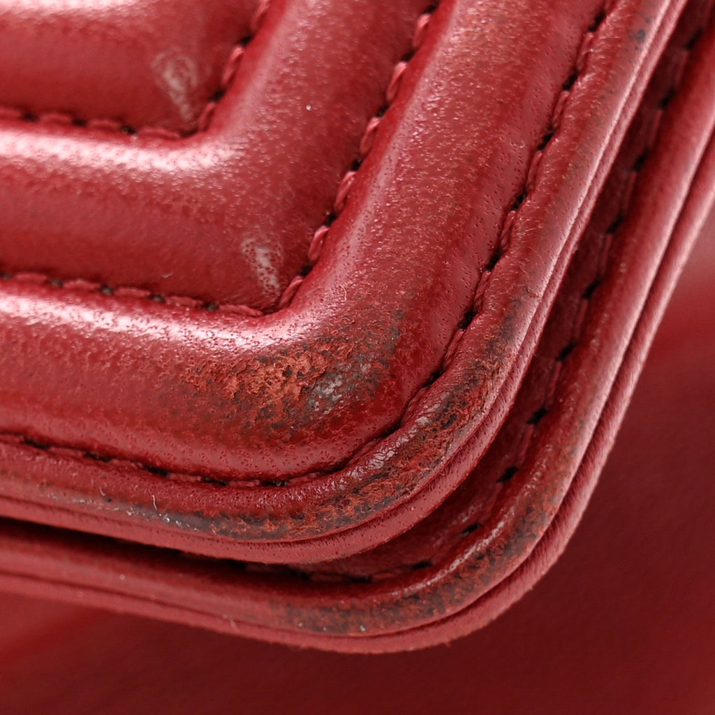 Lambskin Quilted New Medium Boy Flap Dark Red