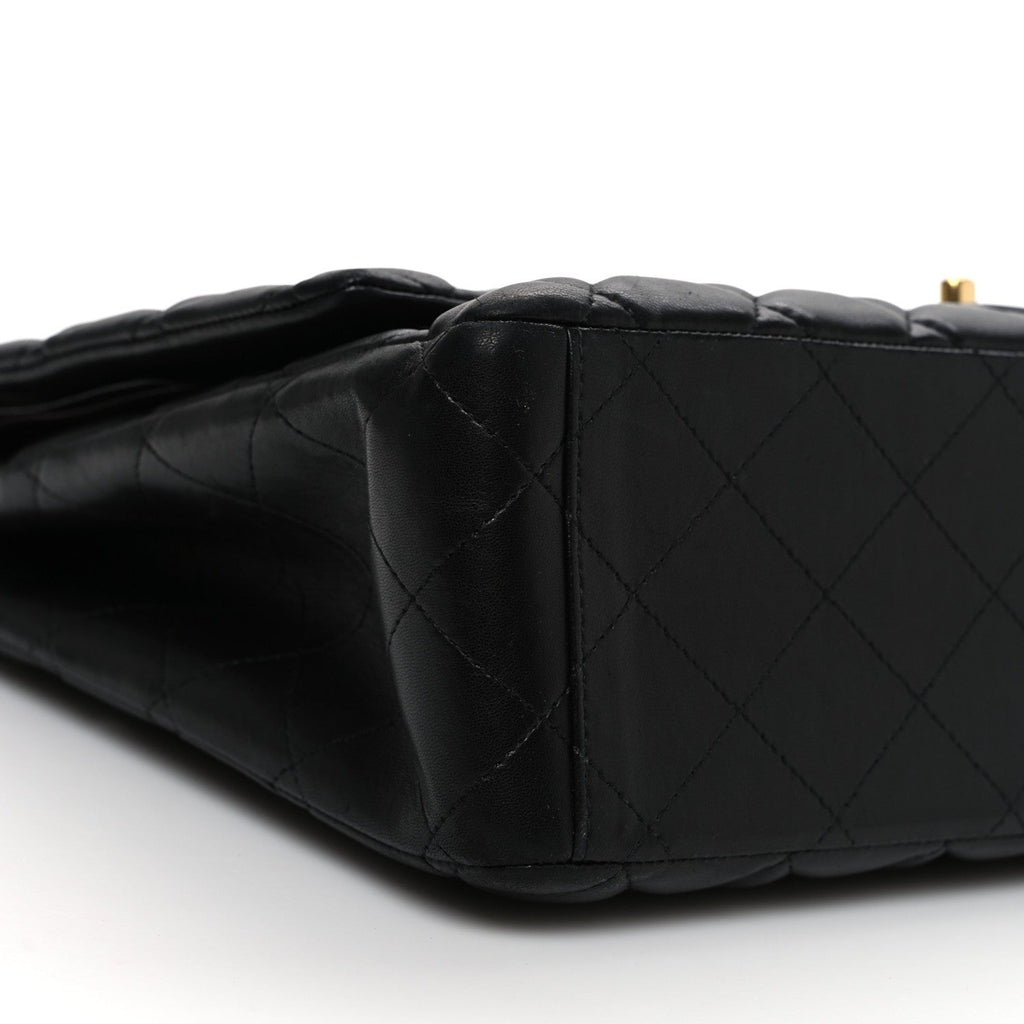 Lambskin Quilted Maxi Double Flap Black
