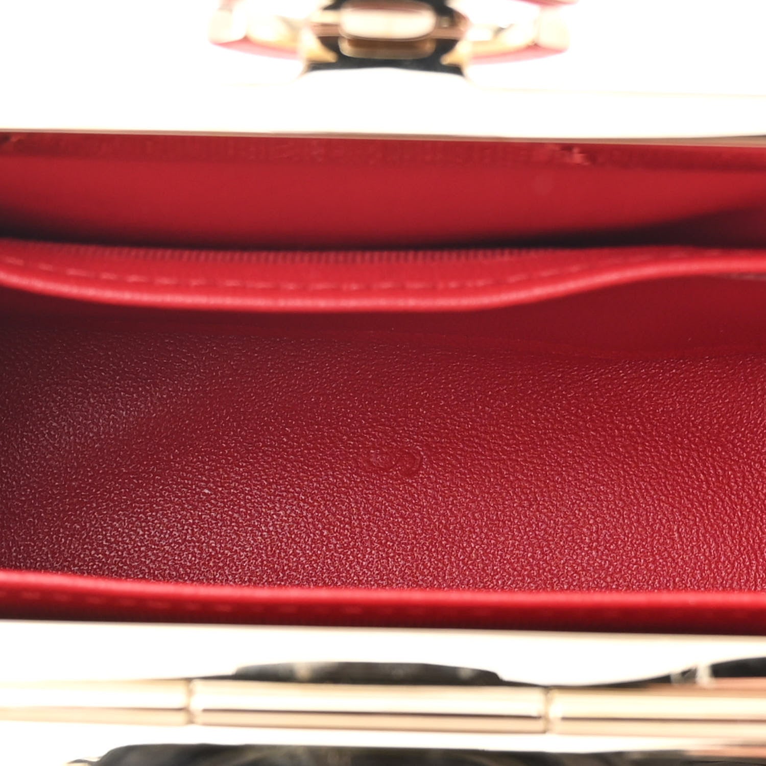 Lambskin Quilted Small Box With Chain Red