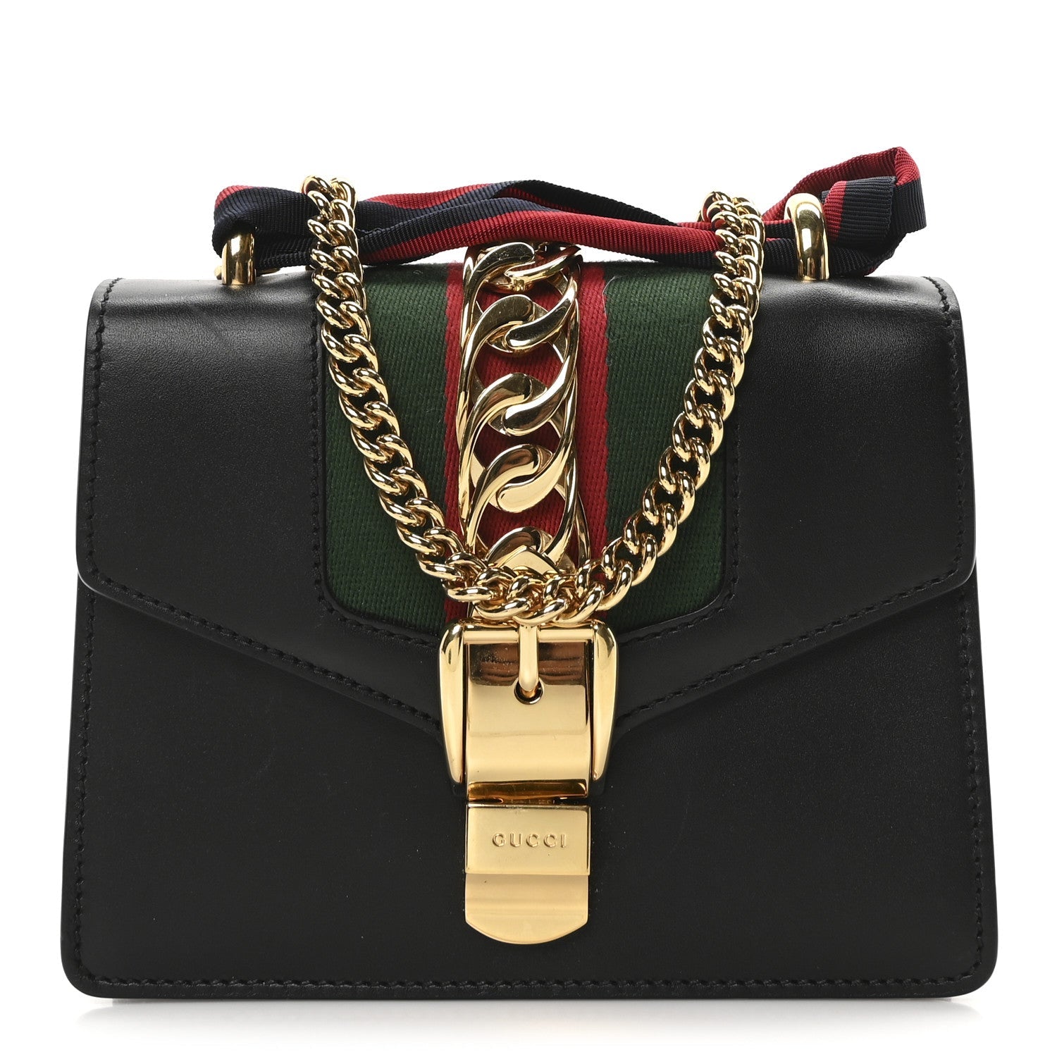 Calfskin Mini Sylvie Chain Shoulder Bag Black